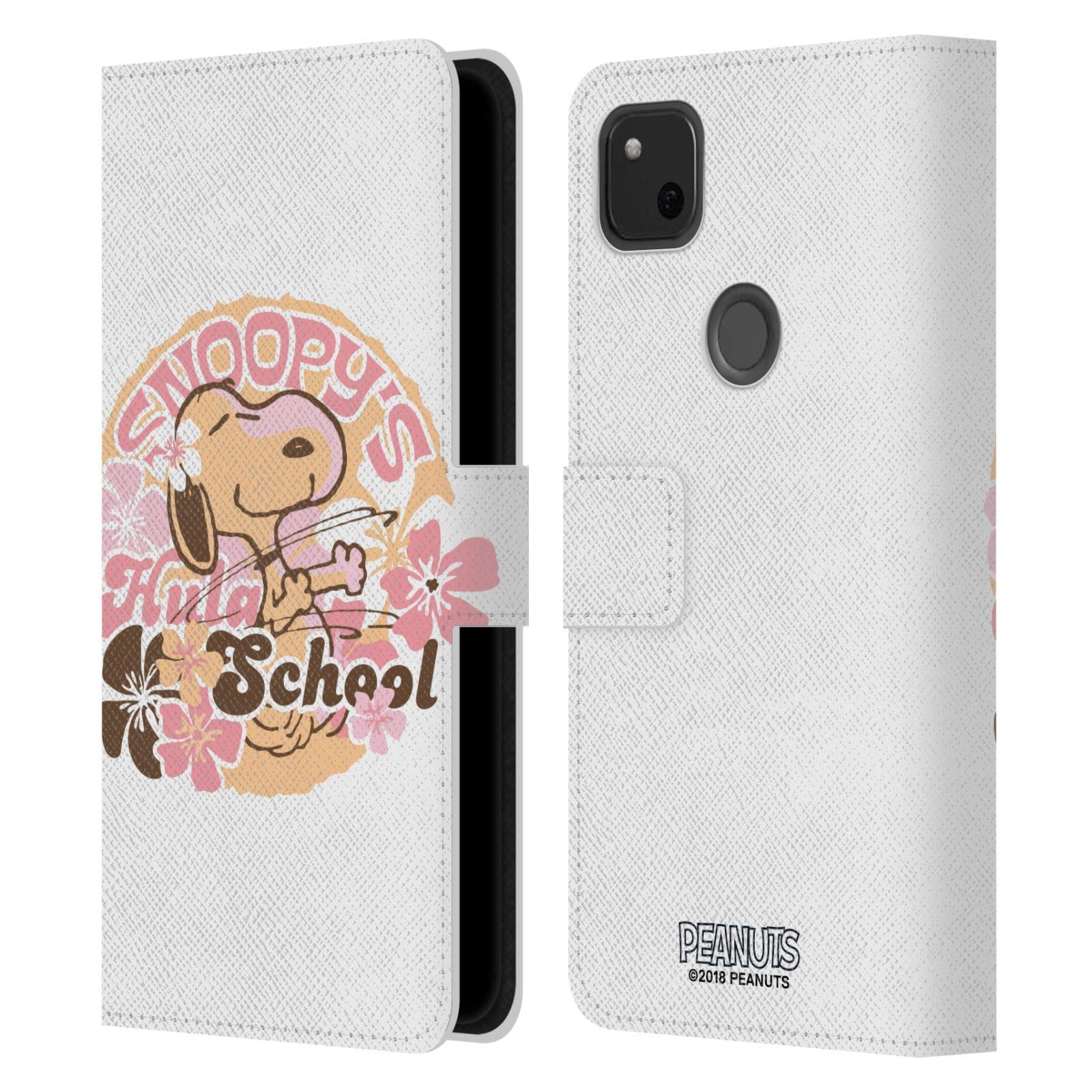 Head Case Designs Peanuts Hula Snoopy Leather Book Wallet Case for Google Pixel 4a - Perfect for Beach Trips & Summer Travel