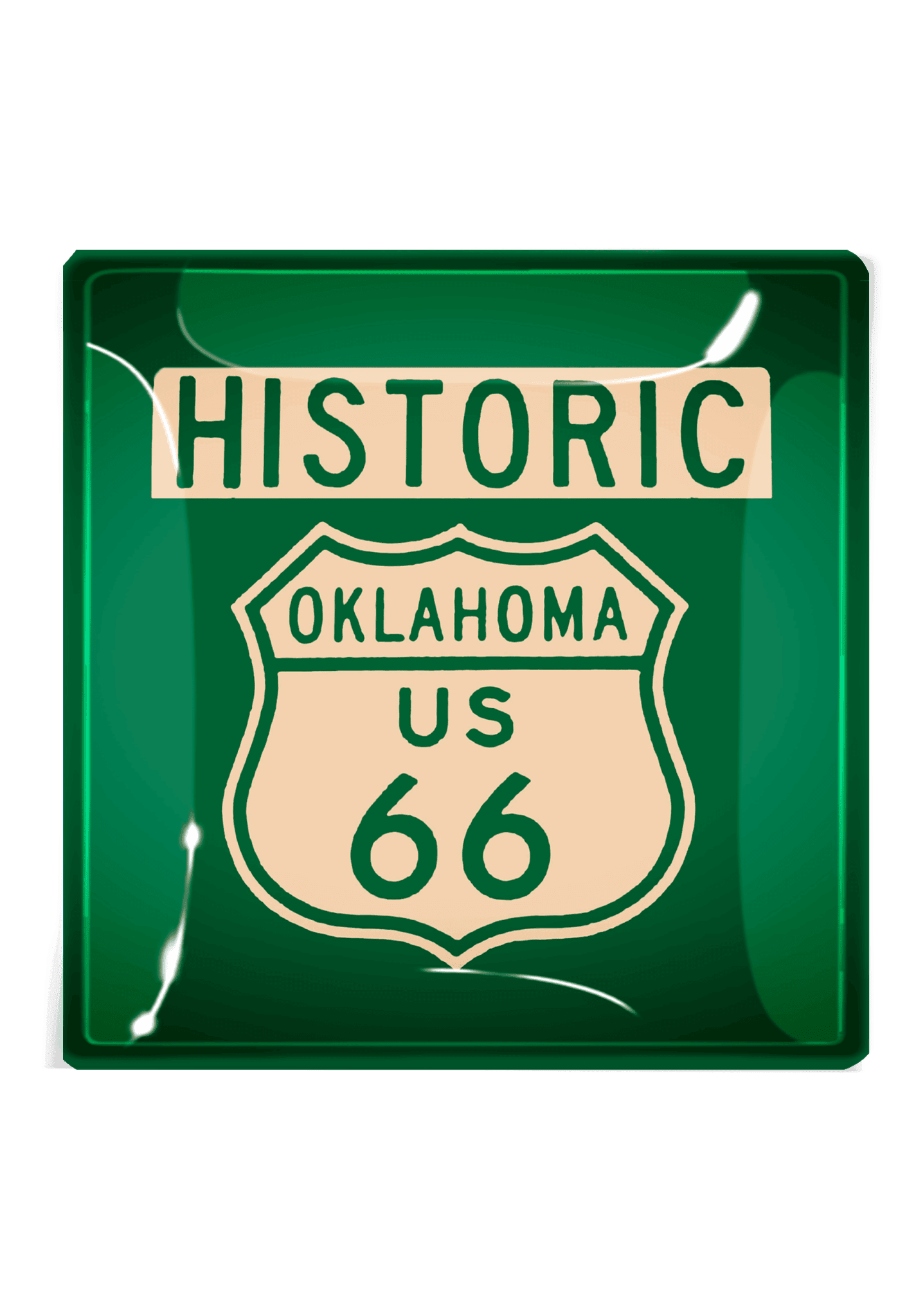 Vintage Oklahoma Texas Route 66 Sign Decoupage Tray - Unique Home Decor for Road Trip Enthusiasts | Perfect for Coffee Table Display, Wall Art, or Gift for Travel Lovers