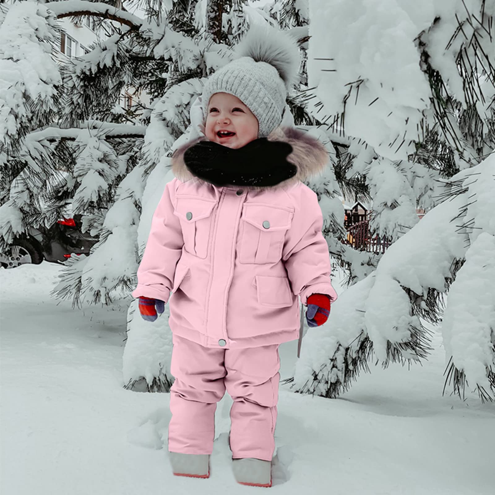 Baby Boy & Girl Winter Snowsuit Set - Insulated Toddler Snow Jacket with Ski Bib Pants for Infants | Warm Snow Outfit for Skiing, Sledding & Outdoor Winter Activities