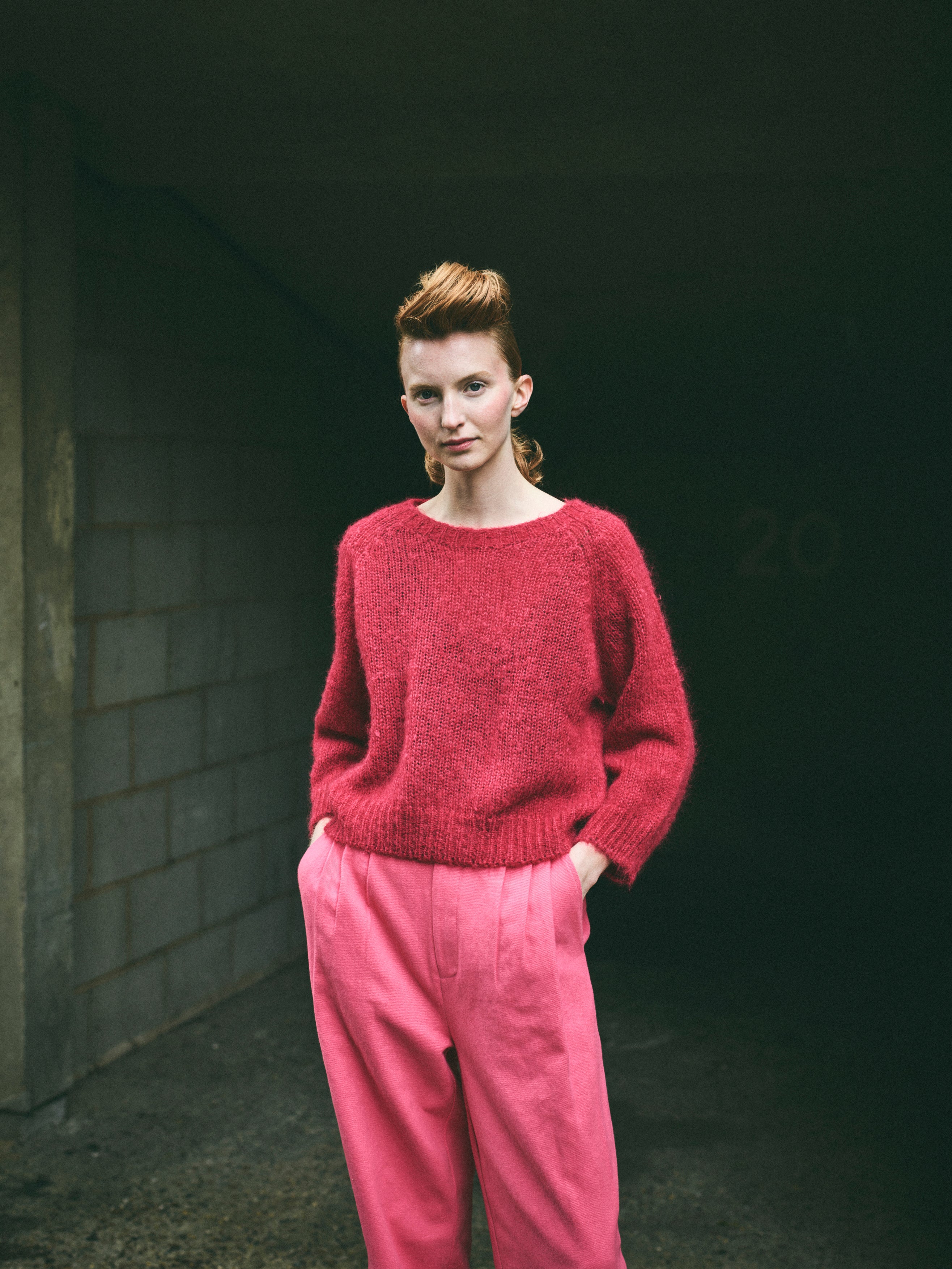 Lowie Red Mohair Cropped Jumper | Soft Women's Sweater | Perfect for Fall & Winter Fashion, Date Nights and Office Wear