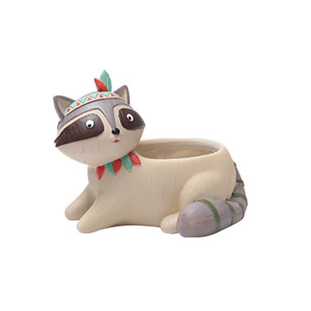 DOITOOL Resin Succulent Planter - Cute Cartoon Raccoon Shaped Flower Pot for Plants | Ethnic Style Home & Office Decor | Perfect for Succulents, Air Plants & Small Flowers | Ideal for Desk, Shelf & Window Display