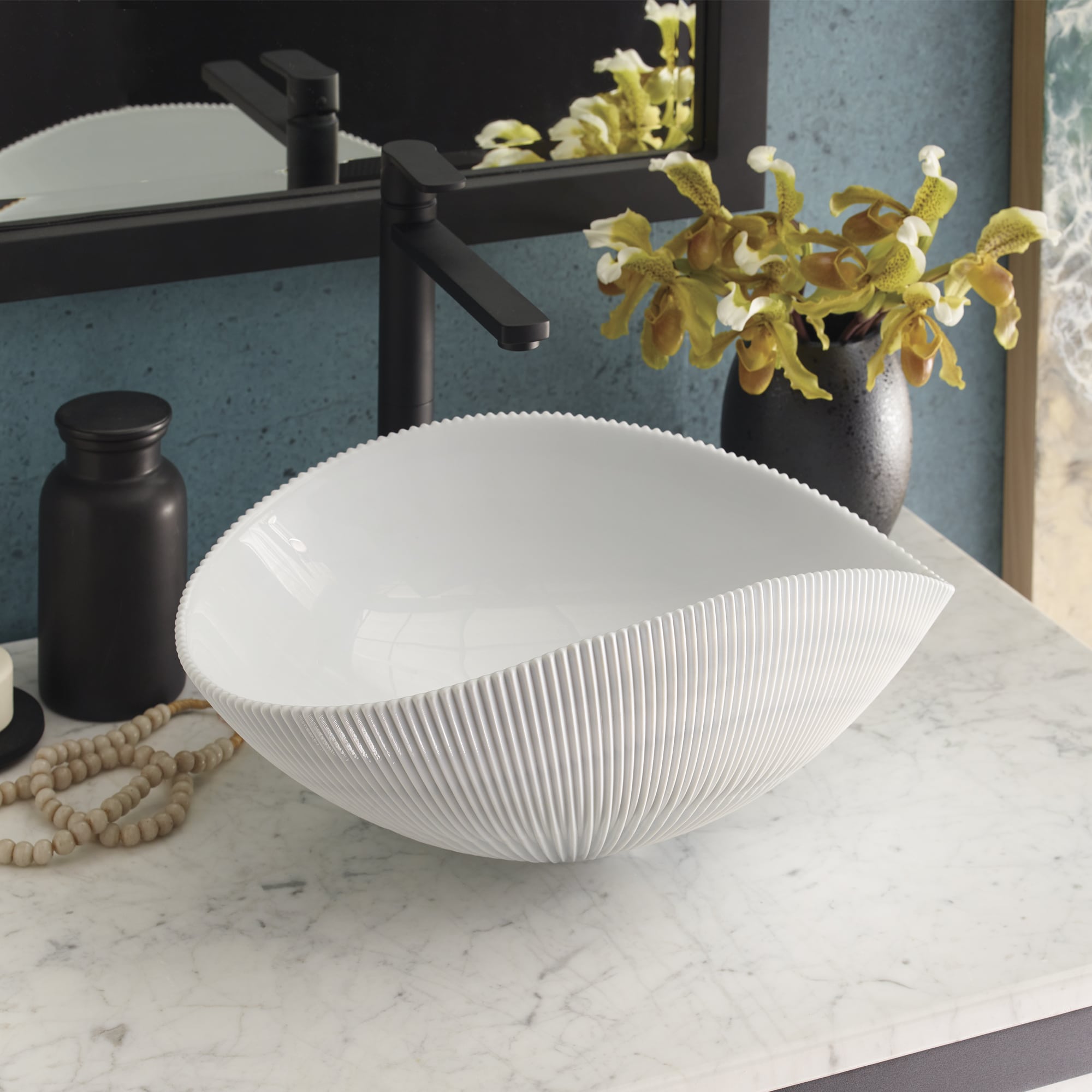 Amalfi Glass Vessel Bathroom Sink - Modern Handmade Artisan Sink for Bathroom Vanity, Powder Room & Spa Retreat - Perfect for Contemporary Home Decor & Luxury Bathroom Design
