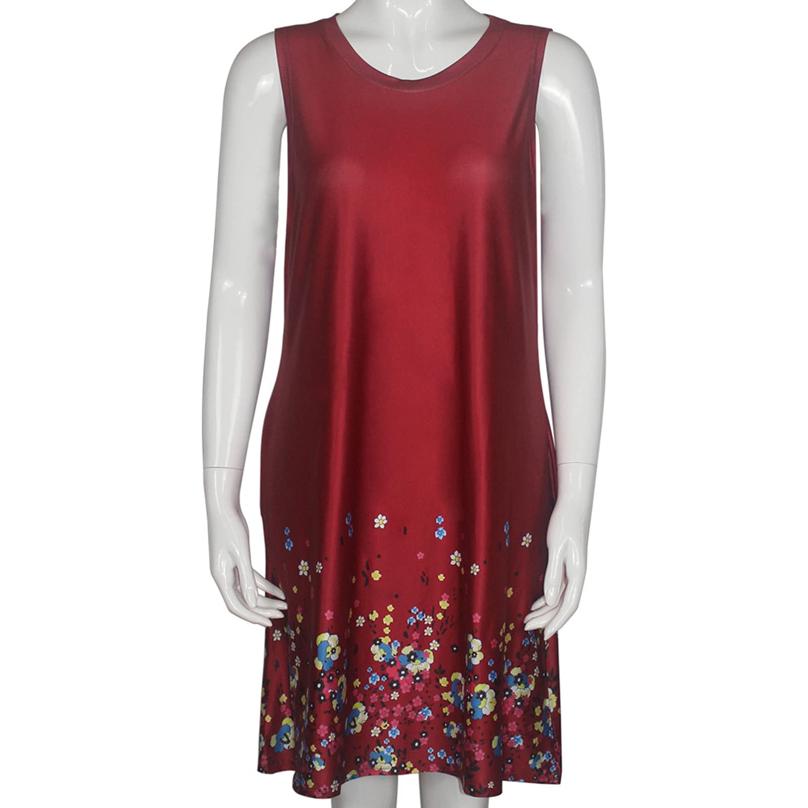 2022 Fashion Women's Casual Sleeveless Bohemian O-Neck Tank Dress - Plus Size Summer Short Dress for Beach, Vacation & Outdoor Activities