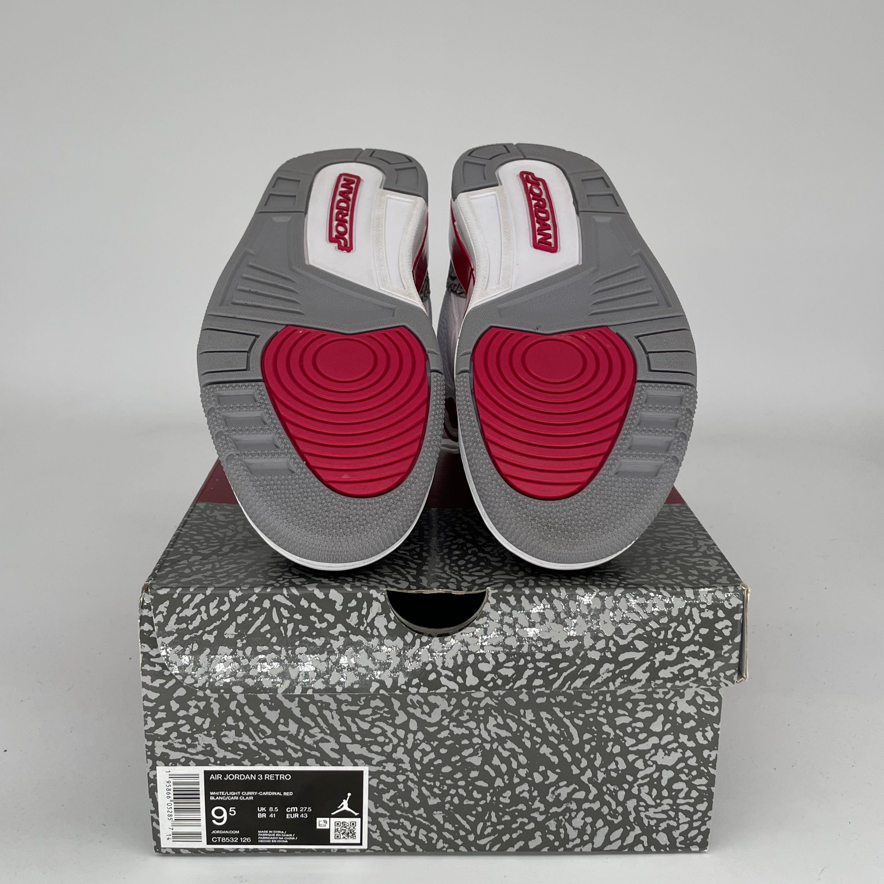 AIR JORDAN 3 CARDINAL RED RETRO SIZE 9.5 MEN'S SNEAKERS CT8532-126 - Perfect for Basketball, Streetwear & Sneaker Collectors
