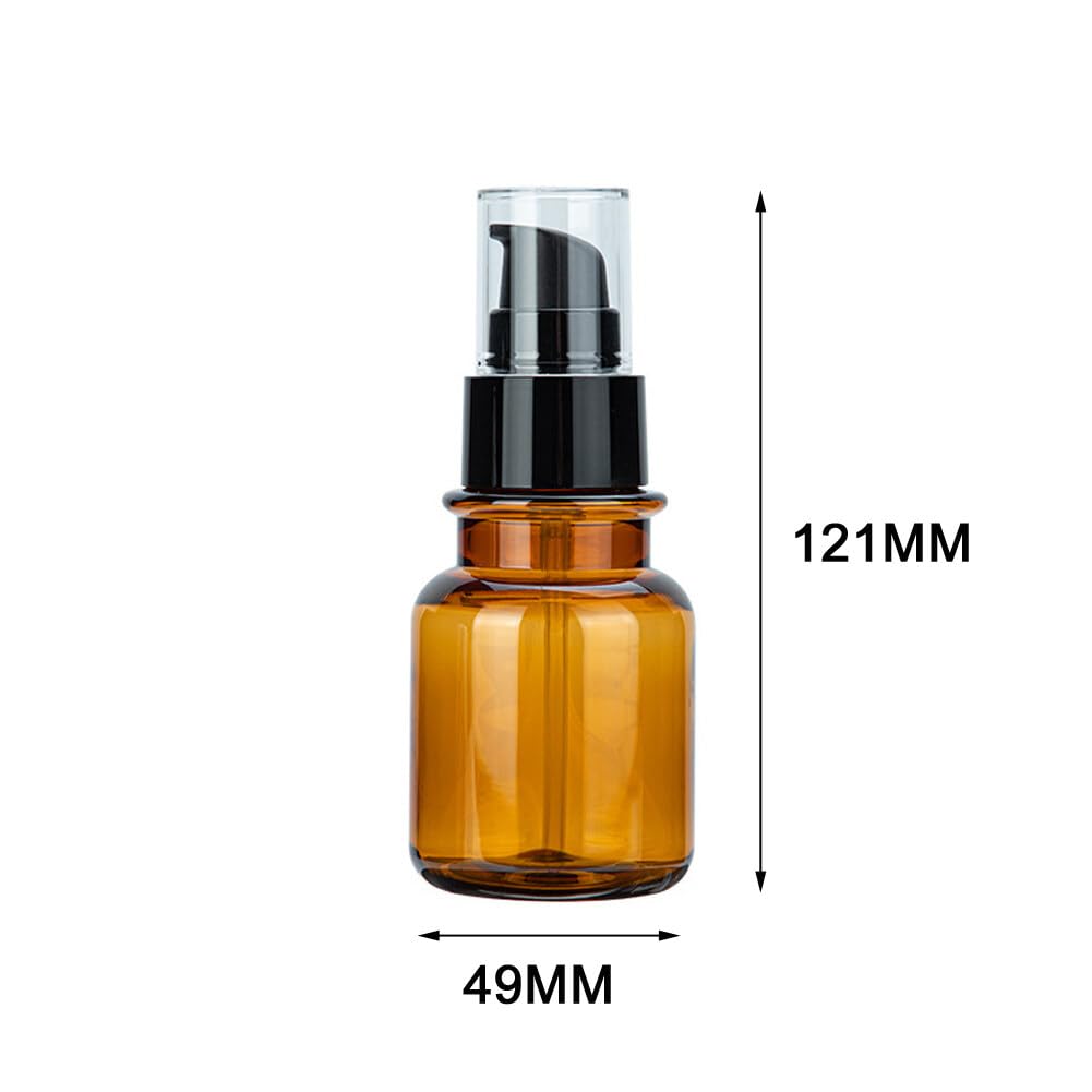 2-Pack 120ml/4oz Amber Plastic Refillable Lotion Pump Bottles - Leakproof Travel Containers for Shampoo, Cream, Essential Oil & Makeup | Perfect for Toiletries, Gym Bag & Airplane Carry-On