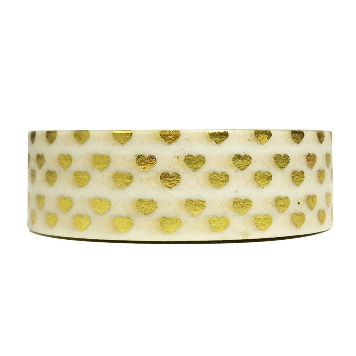 Wrapables Colorful Washi Masking Tape with Gold Hearts - Decorative DIY Scrapbooking, Gift Wrapping, Journaling & Planner Stickers for Crafting and Home Decor