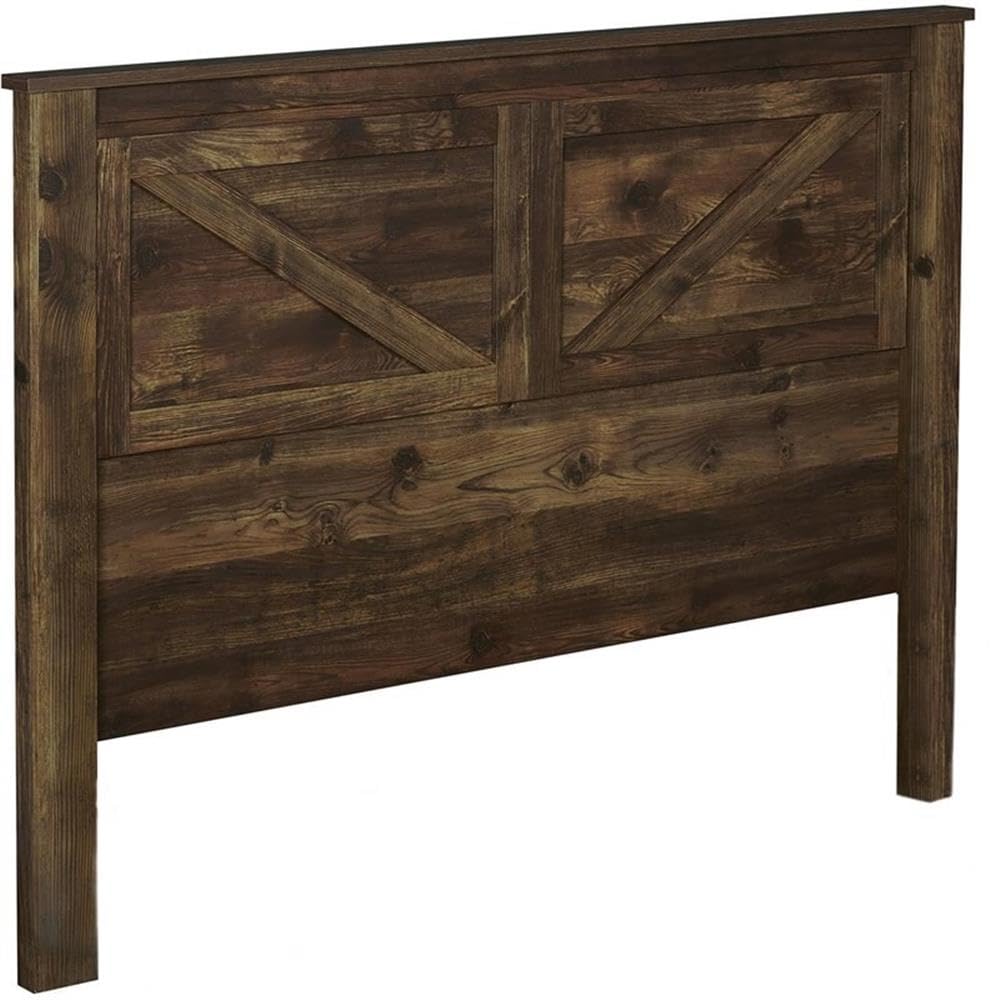Pemberly Row Farmhouse Queen Headboard - Brown Wooden Bed Frame with PB/MDF Core & HDC Finish | Perfect for Rustic, Farmhouse & Vintage Bedroom Decor