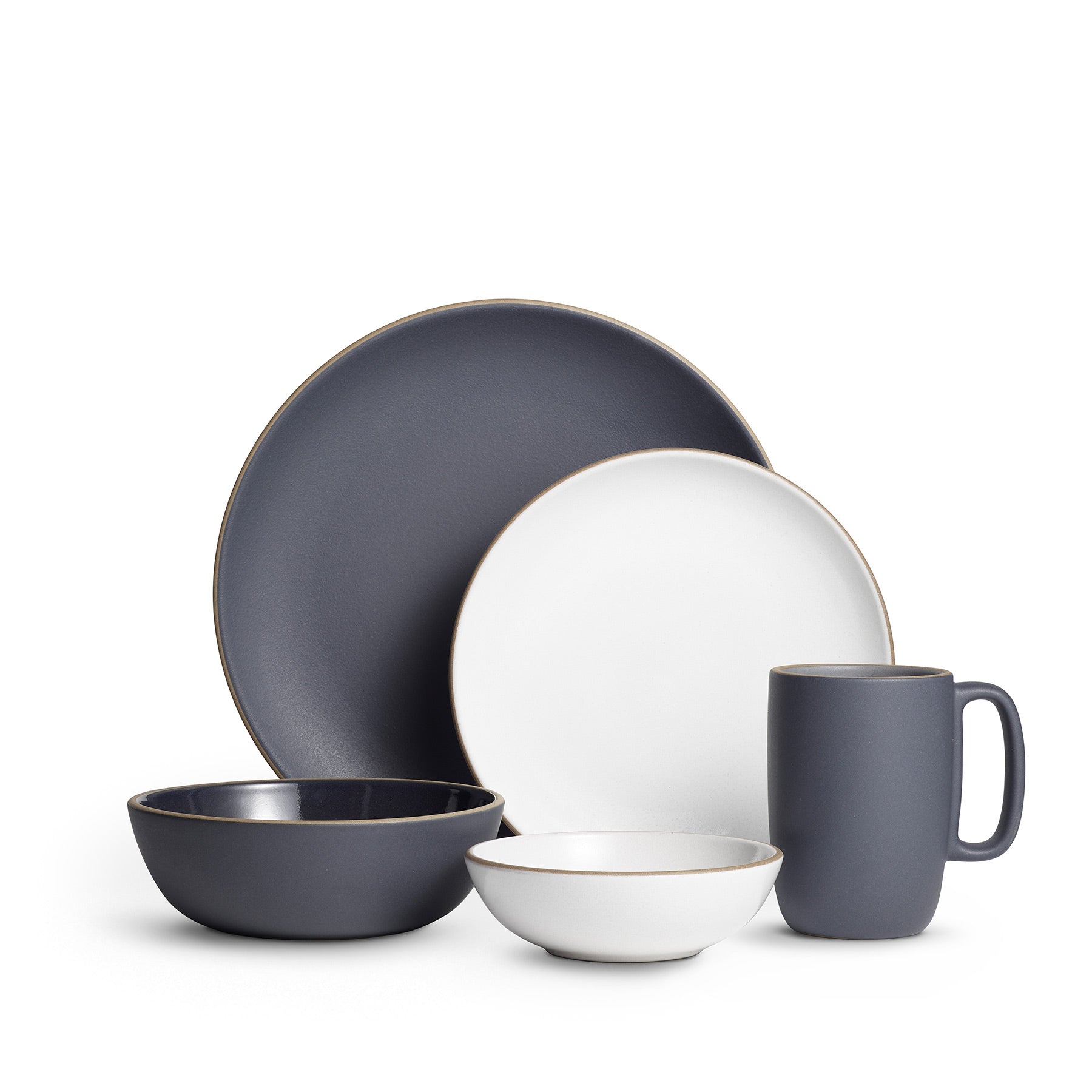 Marion 5-Piece Dinnerware Set - Porcelain Plates & Bowls for Everyday Dining, Dinner Parties & Family Meals