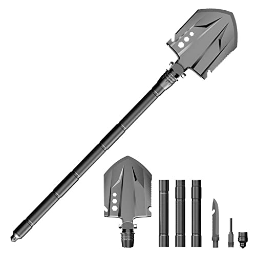 10-in-1 Multifunction Tactical Camping Shovel - Portable Folding Survival Spade Tool for Hiking, Emergency, Gardening & Outdoor Adventures | Compact Rescue Shovel for Camping, Self-Driving & Survival Kits