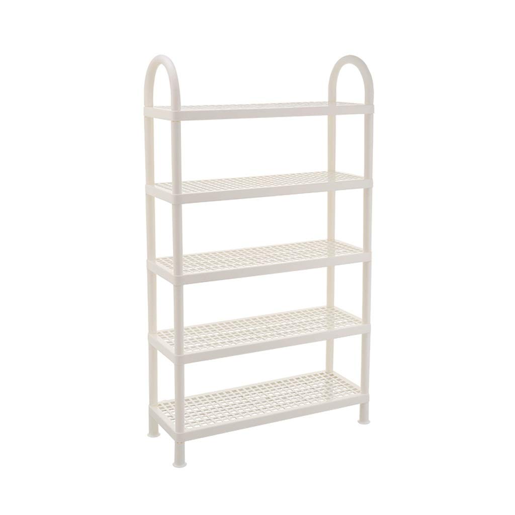 ZYLBDNB Stackable Shoe Rack - 5-Tier Plastic Shoe Organizer for Closet, Easy Assembly Space-Saving Shoe Storage Shelf (Beige, Large) - Perfect for Bedroom, Entryway & Dorm Organization