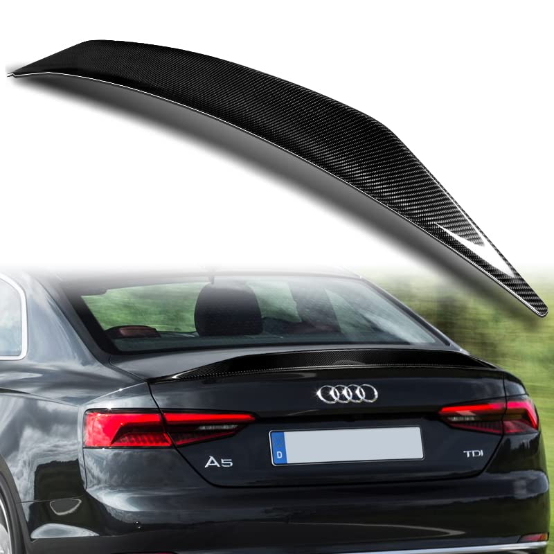 HYPERSPEED Real Carbon Fiber Trunk Spoiler Wing Lip Kit for Audi A5 Quattro Coupe 2008-2016 | CAT-Style Rear Lip | Car Exterior Mods & Replacement Parts | Enhance Sporty Look & Aerodynamics