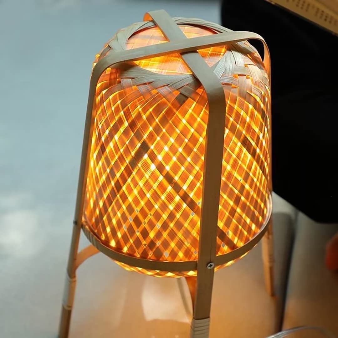 Handmade Bamboo Table Lamp - Modern Zen Style Bedside & Floor Lighting for Bedroom, Living Room, Hotel Decor | Perfect for Meditation Spaces, Reading Nooks & Cozy Ambience