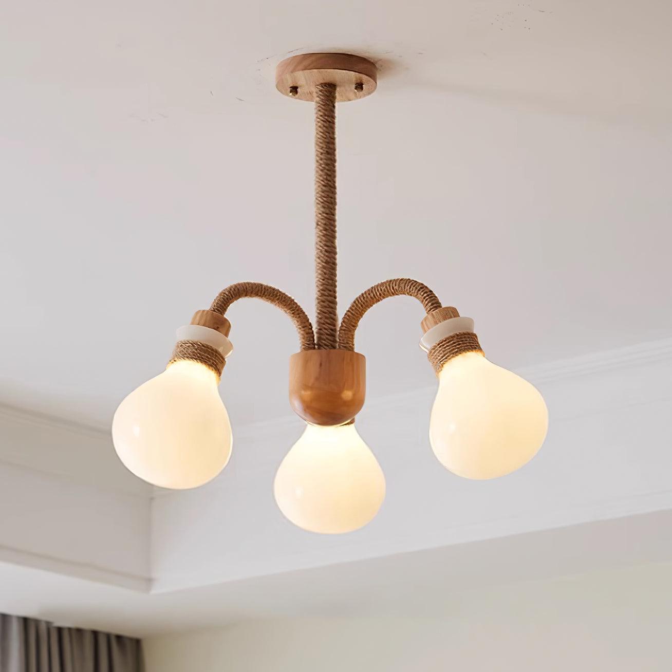 Handcrafted Wood Medusa Chandelier - Elegant Ceiling Light Fixture for Dining Room, Living Room & Bedroom Decor