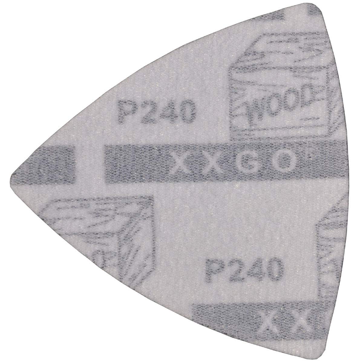 XXGO 100-Pack 240 Grit 3.5 Inch (90mm) Triangular Hook & Loop Sandpaper for Wood Sanding - Compatible with Oscillating Multi Tools - Perfect for DIY Projects, Furniture Refinishing & Home Renovations