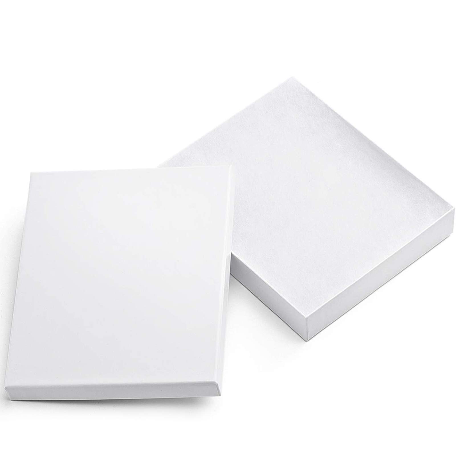 White Jewelry Gift Box Set - 10 PC Cotton Filled Glossy Boxes for Necklaces, Bracelets & Earrings - Perfect for Small Business & Shipping Accessories