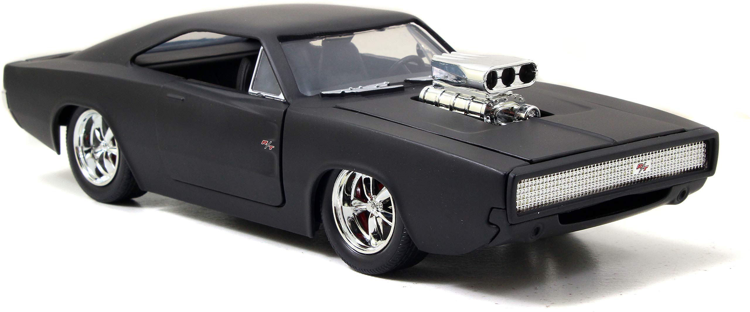 Jada 1:24 Fast & Furious 1970 Dodge Charger Street Mat Black Die-Cast Model Car - Collectible Toy for Movie Fans & Car Enthusiasts, Perfect for Display & Gifts