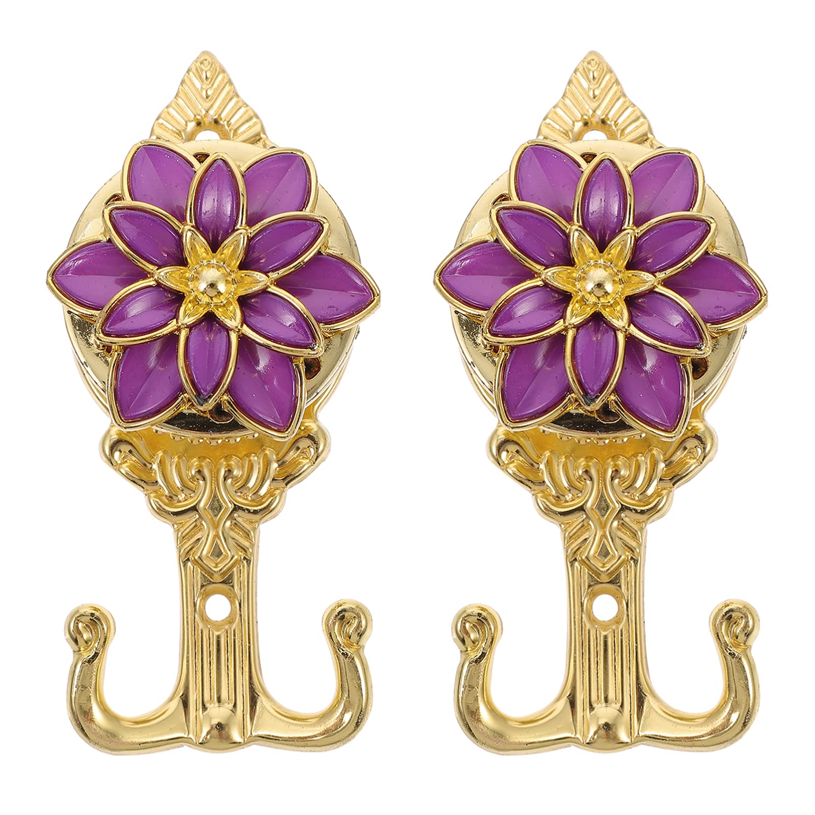 2-Pack Flower Shaped Wall Hooks - Decorative Double Hooks for Curtains, Coats & Home Organization - Durable Household Hanging Hooks for Bedroom, Bathroom, Living Room & Entryway Storage Solutions