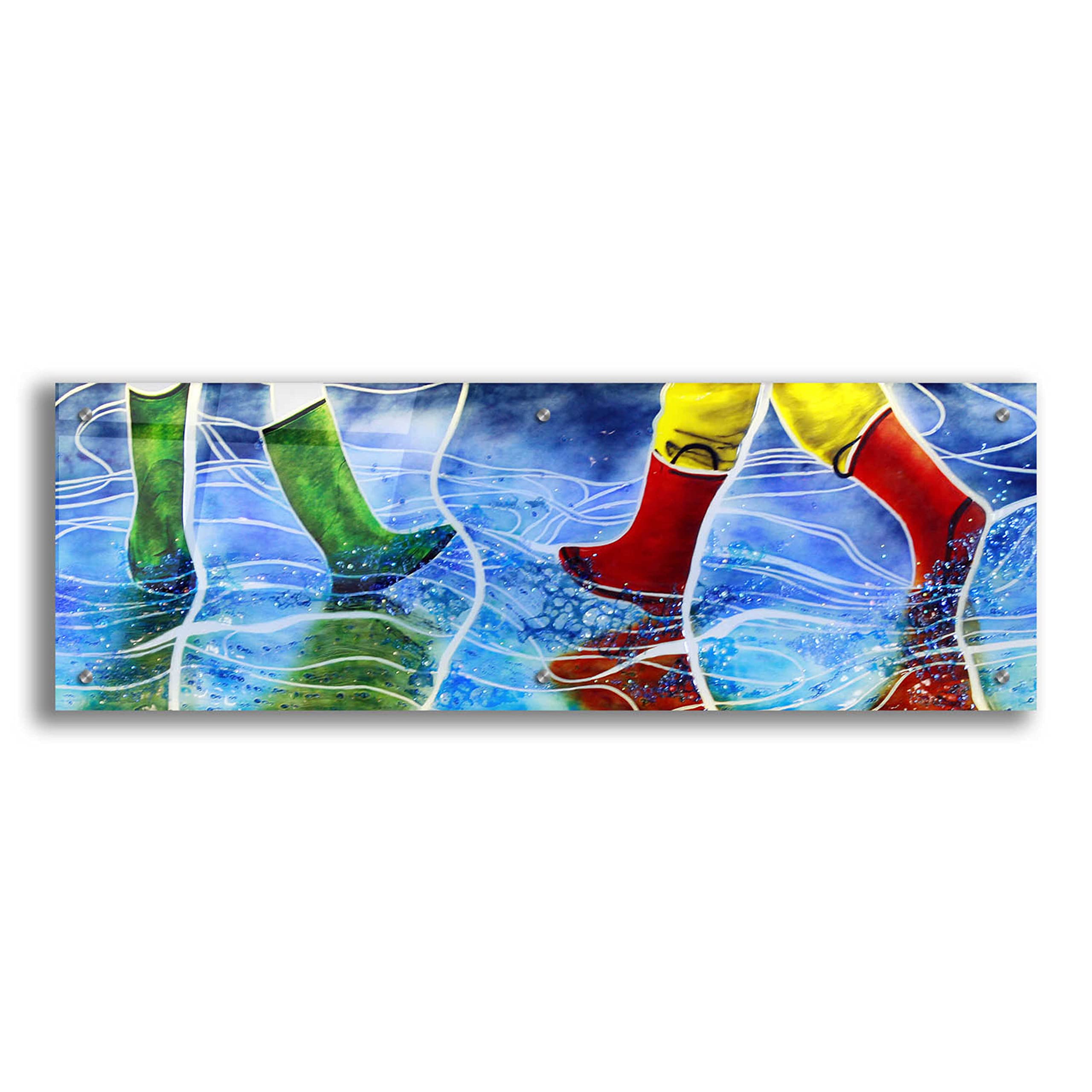 Epic Art 'Water' by Rita Shimelfarb - Stunning 36x12 Inch Acrylic Glass Wall Painting - Modern Home & Office Decor for Living Room, Bedroom, or Workspace