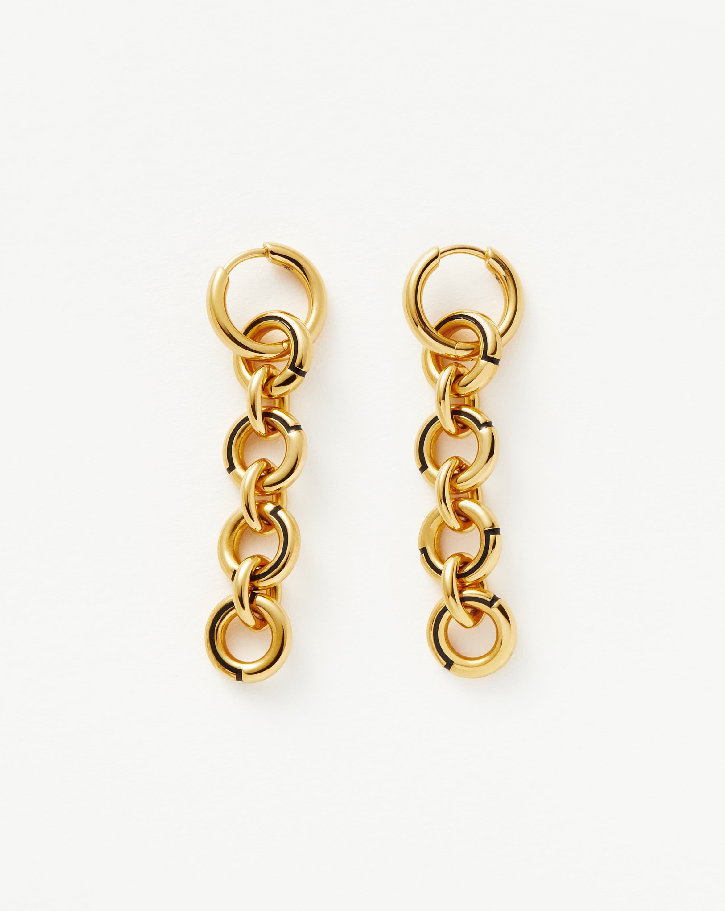 18k Gold Plated Enamel Byline Link Drop Hoop Earrings - Elegant Dangle Earrings for Women, Perfect for Parties, Weddings & Everyday Wear