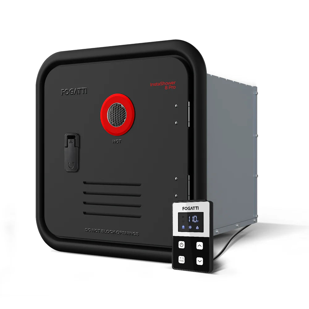 Fogatti InstaShower 8 Pro RV Tankless Water Heater - 55,000 BTU, 2.9 GPM, On-Demand Hot Water for Camping, Boating & Off-Grid Living