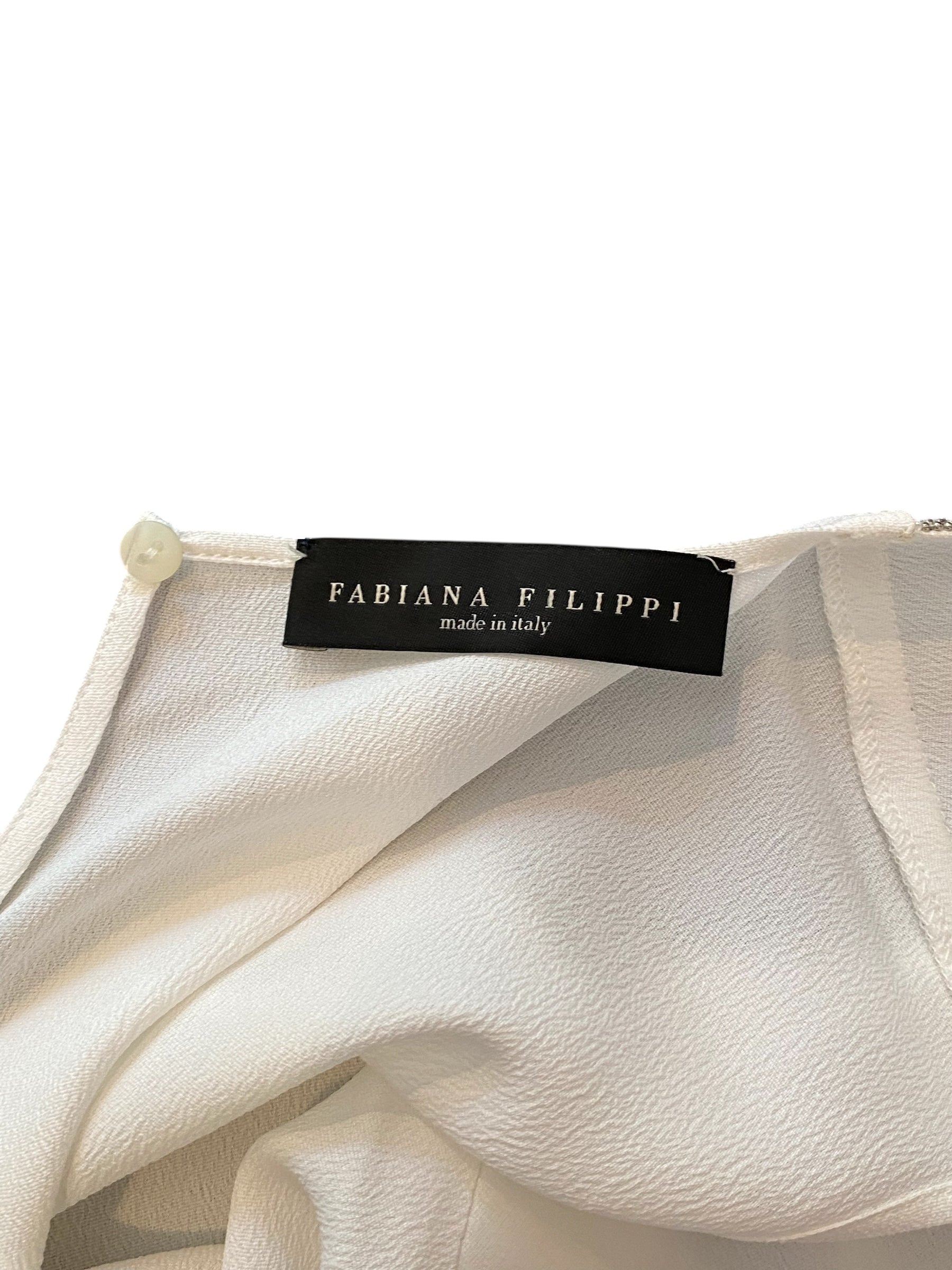 Fabiana Fillipi White Monili Silk Layered Tank Top - Women's Size IT 42 / US 6 / Small - Perfect for Summer Outfits, Beach Vacations & Casual Wear