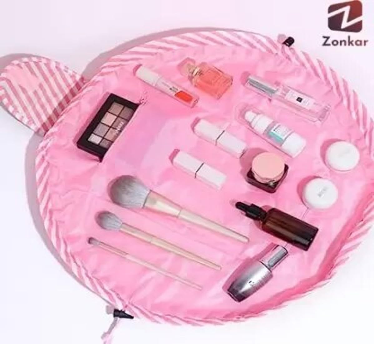 Zonkar Waterproof Travel Cosmetic Bag with Drawstring | Large Capacity Makeup Pouch for Women | Portable Toiletry Organizer | Perfect for Vacation, Gym, Camping & Daily Use
