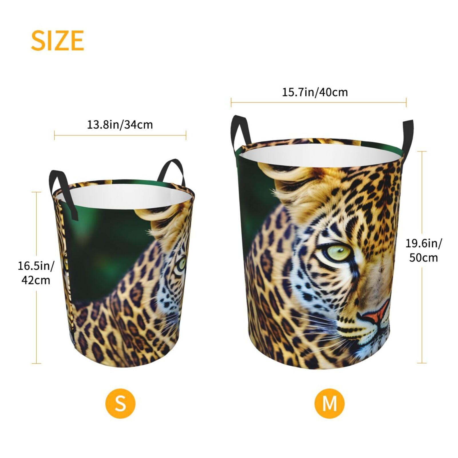 Yellow Leopard Print Round Laundry Hamper - Stylish Dirty Clothes Basket for Bedroom, Bathroom & Dorm - Perfect for Storing Clothes, Toys, Books & More