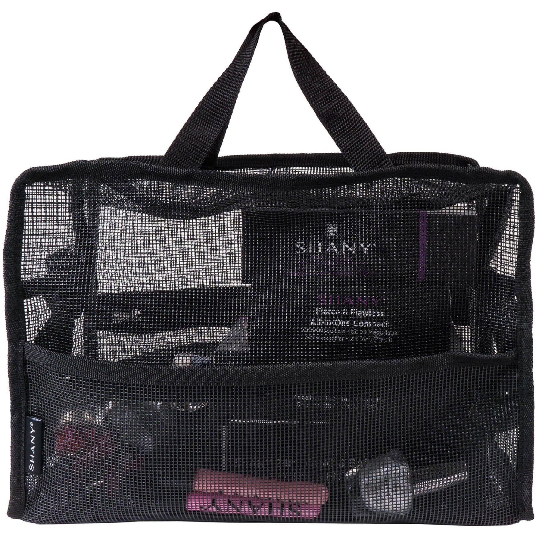 Foldable Mesh Shopping Bag & Reusable Travel Tote - Lightweight Eco-Friendly Carryall for Groceries, Beach, Gym - Black