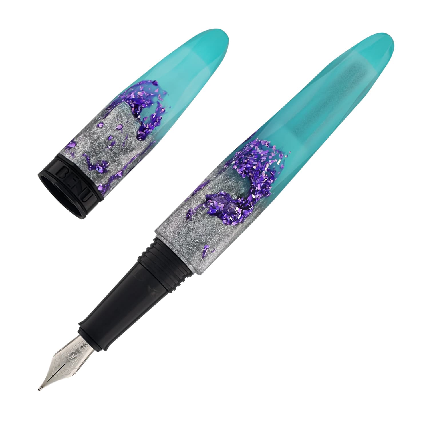 Benu Briolette Fountain Pen - Luminous Lagoon Color, Premium Writing Instrument for Calligraphy, Journaling & Gifts | Elegant Design for Professionals & Collectors