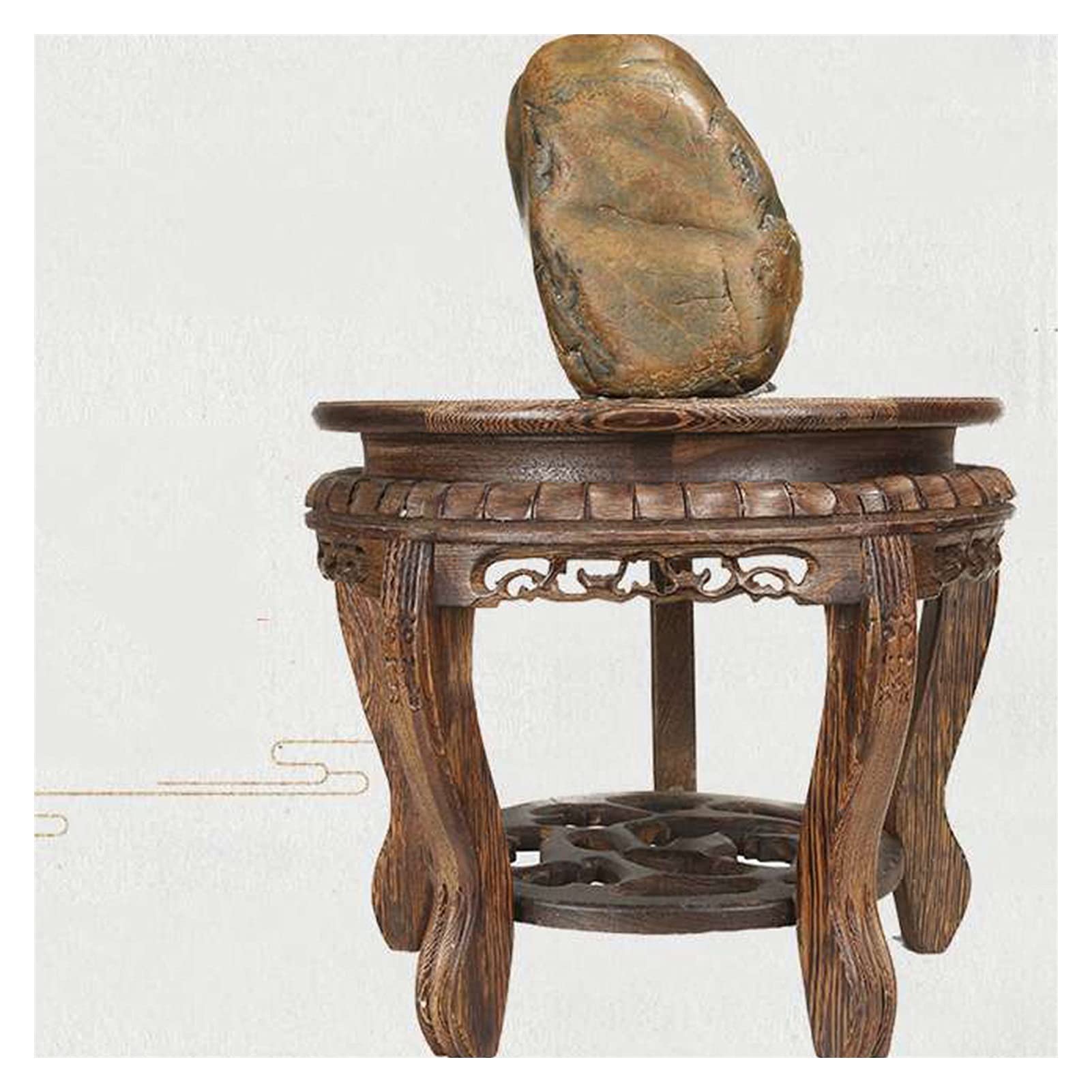 40cm Wooden Pedestal Stand for Vase, Bonsai & Buddha Statues - Handcrafted Chicken Wing Wood Display Base for Home Decor, Oriental Furniture & Interior Design | Perfect for Living Room, Garden & Office Decor