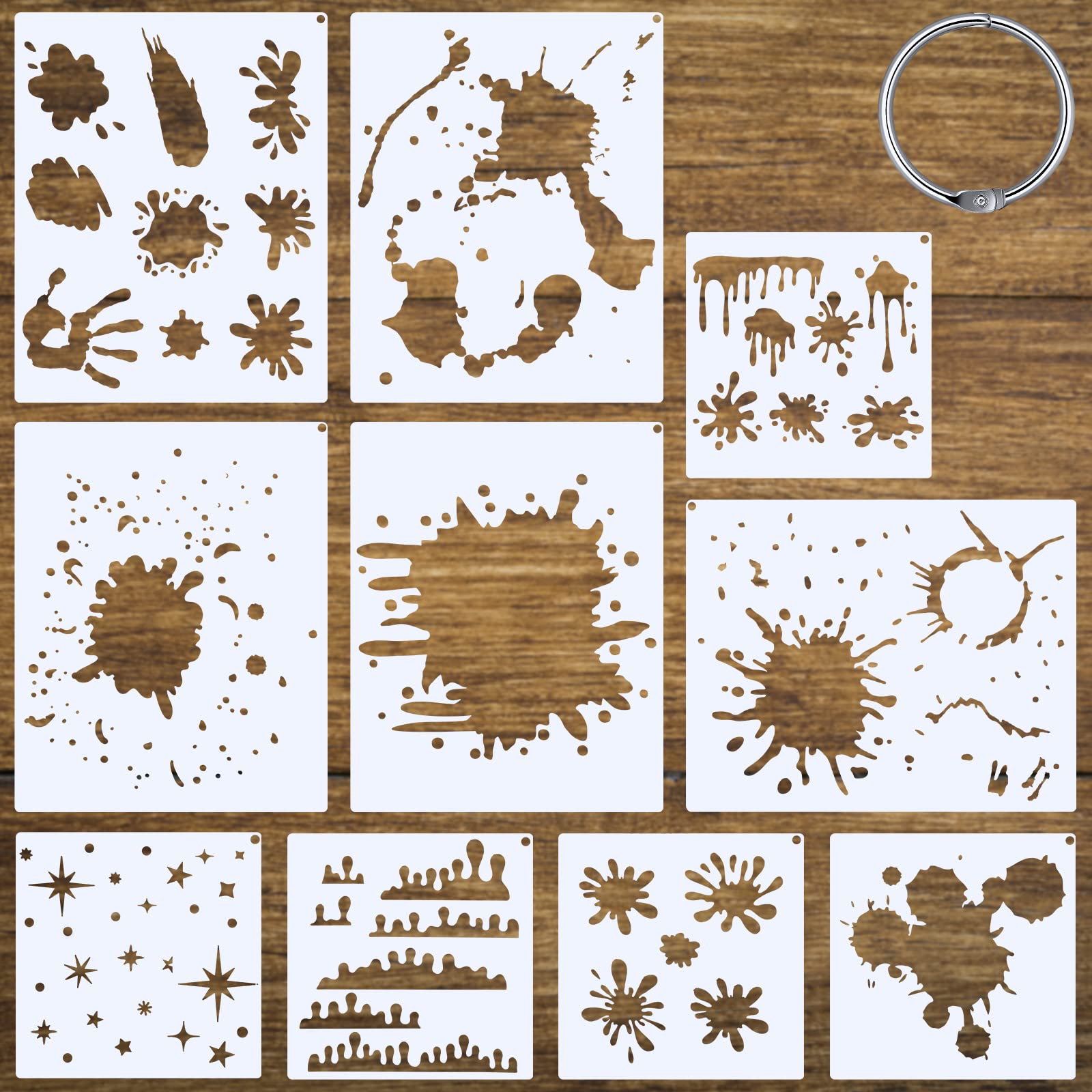 Marspark 10-Piece Graffiti Stencil Set for Spray Paint - DIY Art Templates for Shoes, Wood, Canvas, Paper, Fabric, Floors & Walls - Perfect for Street Art, Home Decor & Custom Clothing Projects