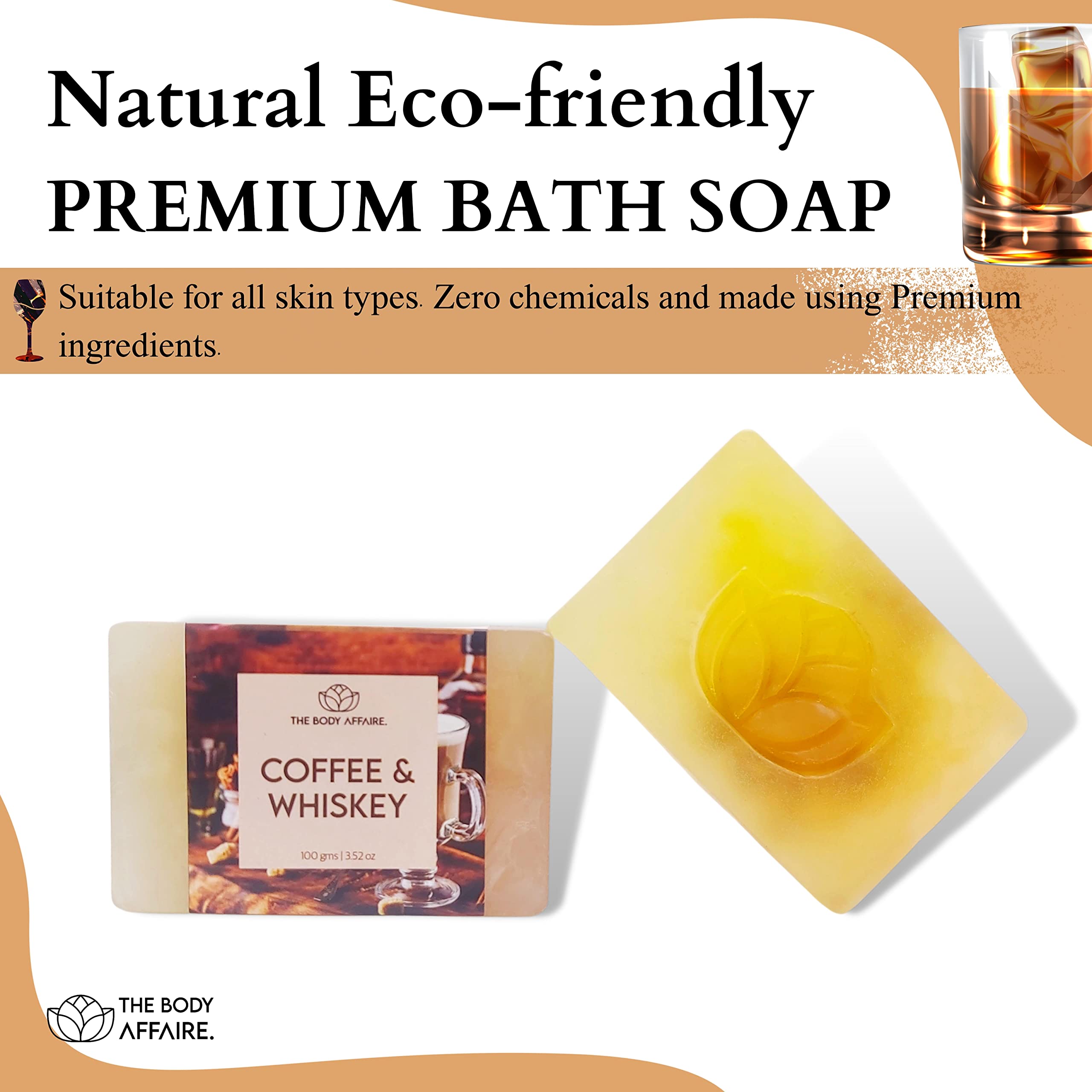 FORGANIK Handmade Coffee & Whiskey Scented Soap by The Body Affaire - 100g Natural Bar Soap for Men & Women - Perfect for Gifts, Relaxation & Aromatherapy