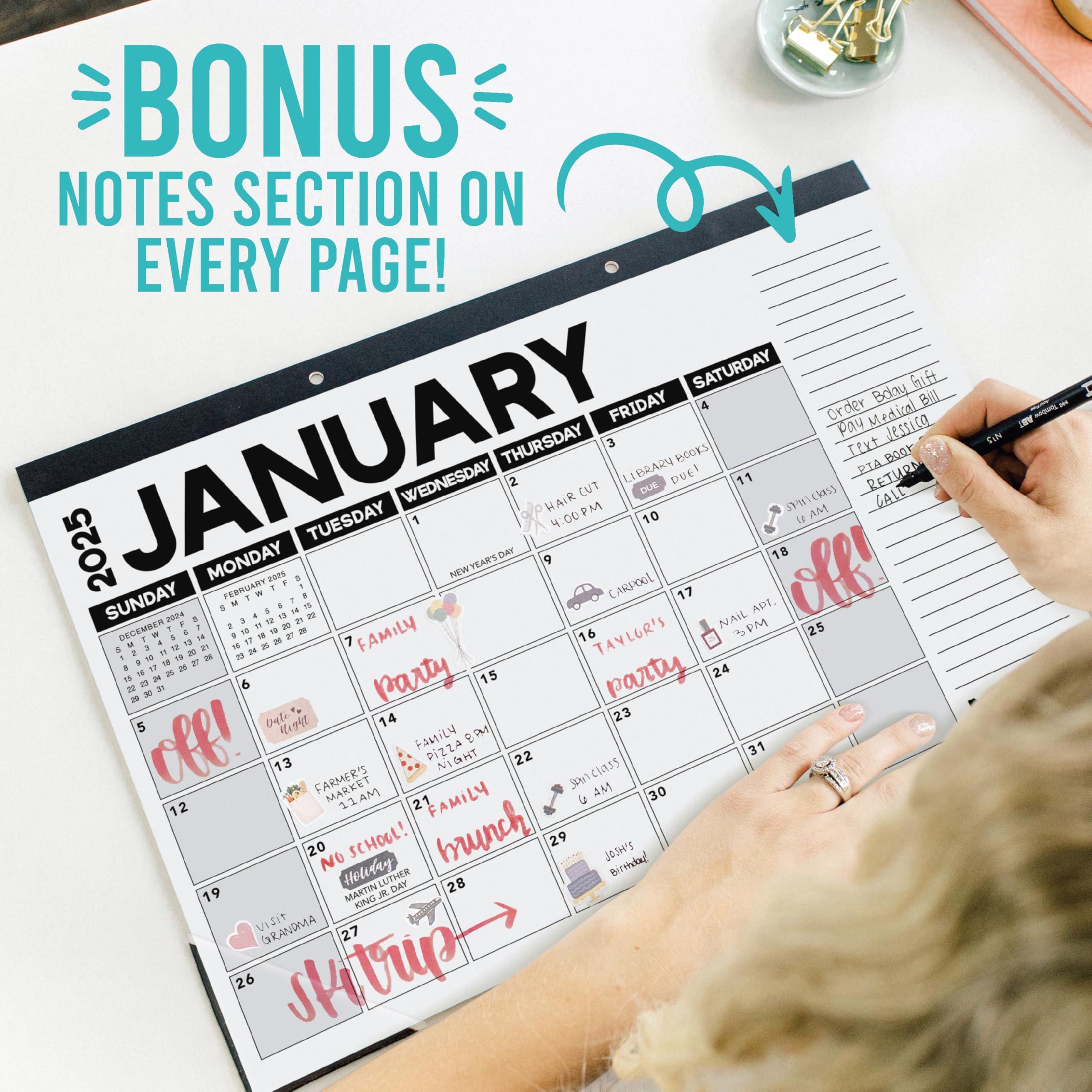 Hadley Designs 2025-2026 Large 18-Month Desk Calendar | 17