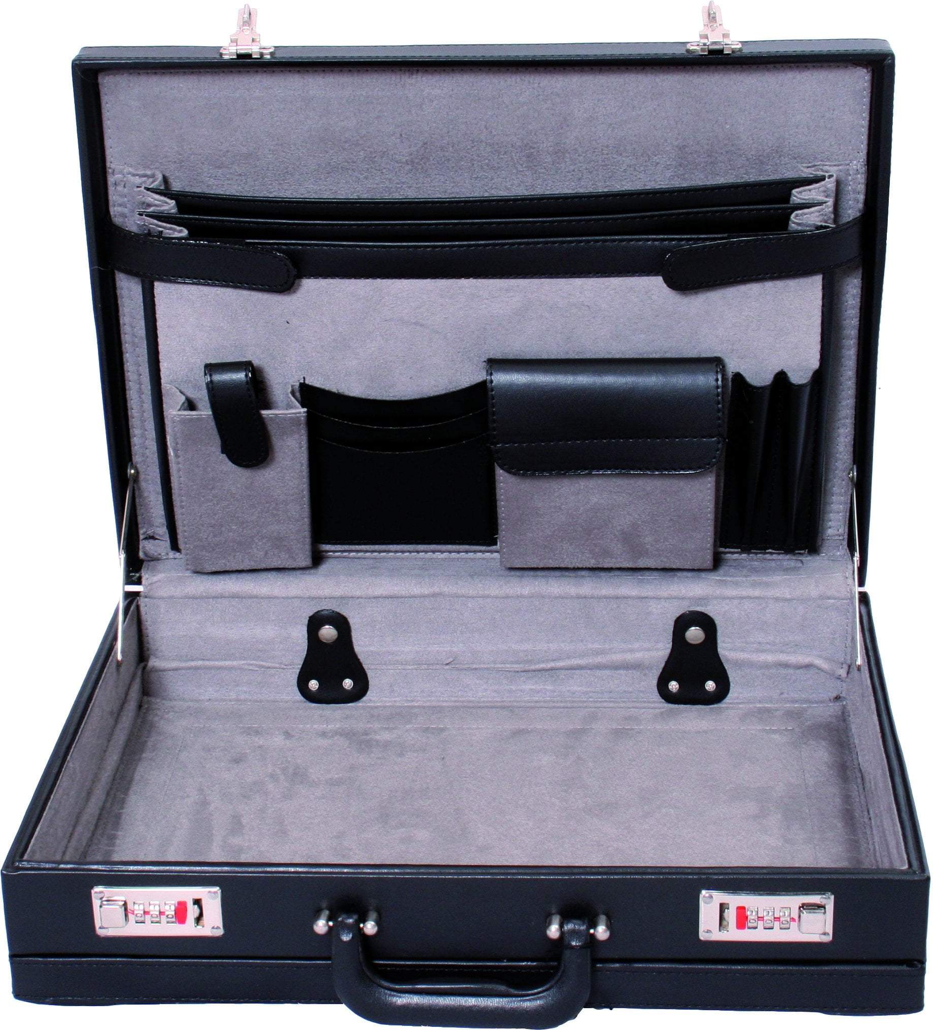 Premium Avenue PU Leather Expandable Attache Briefcase with Combination Lock - 44cm x 34cm x 11cm - Ideal for Business Travel, Office Commute & Professional Meetings