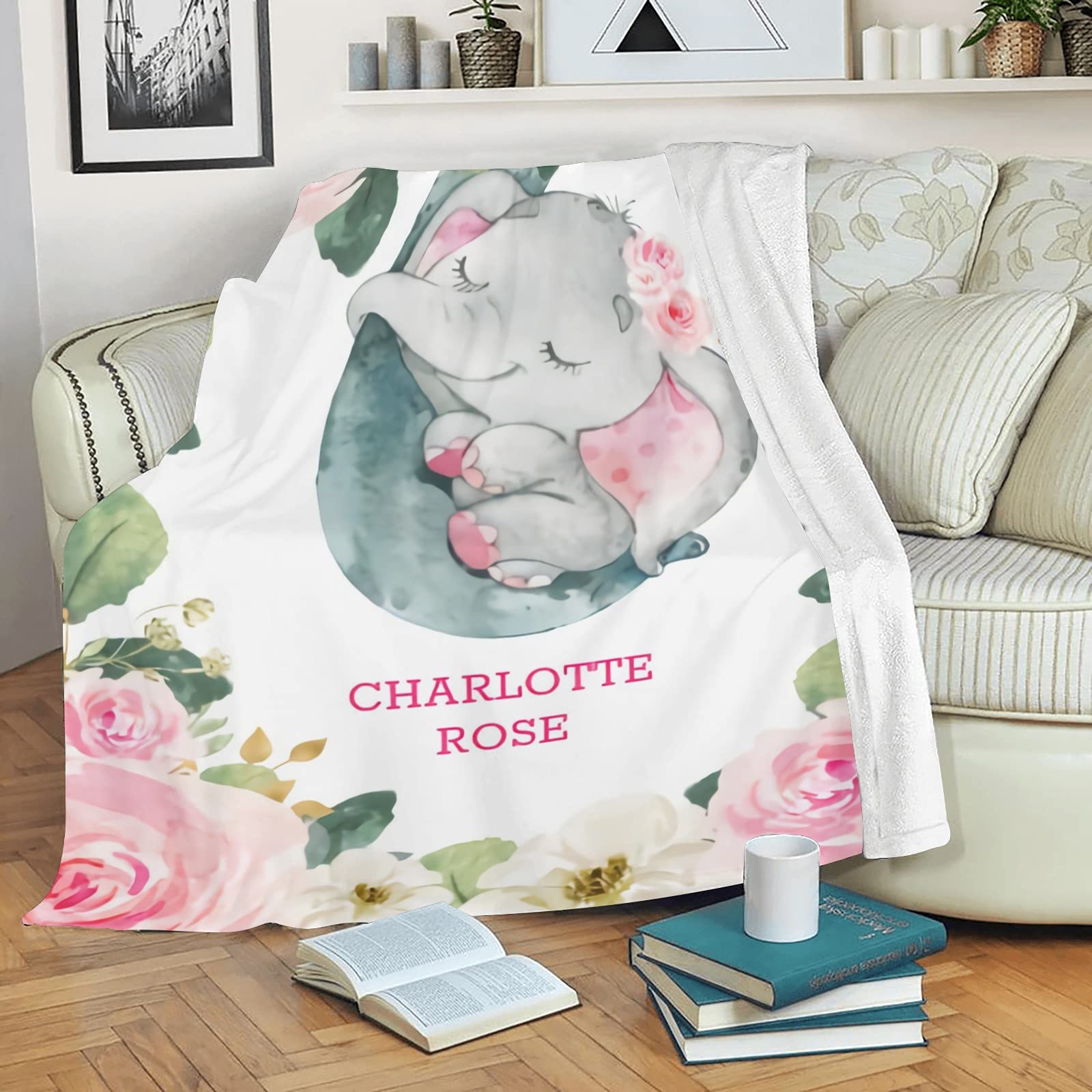 Personalized Baby Name Blanket - Custom Embroidered Soft Blanket for Newborns | Baby Shower Gift for Boys & Girls | Neutral Nursery Decor | Perfect for Crib, Stroller & Photo Shoots