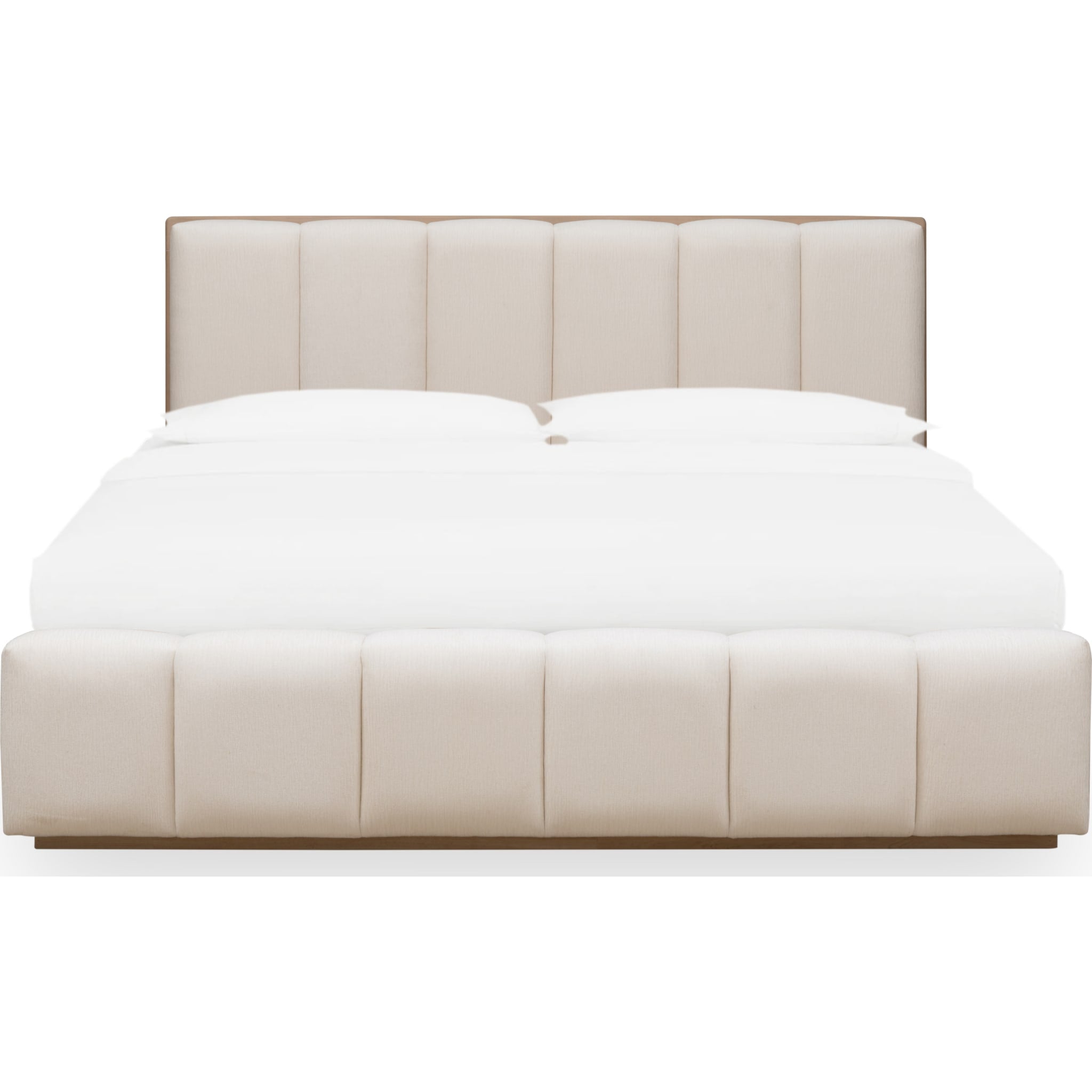 Gardenia Wood Frame Upholstered Platform Bed - Queen Size Cotton Linen Fabric with Chai Finish - Modern Bedroom Furniture for Master Suite, Guest Room & Dorm
