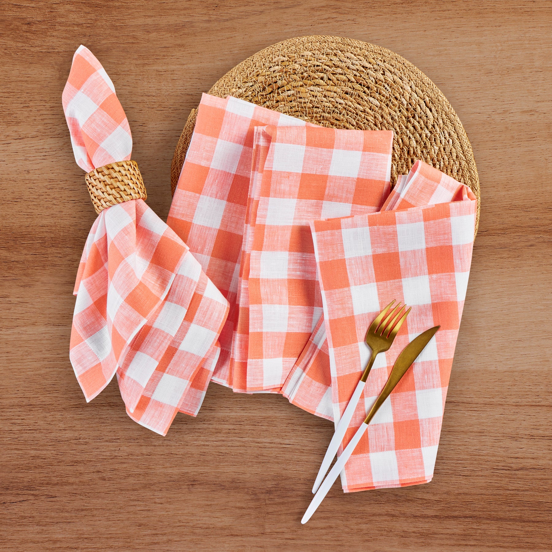 Morgan Check Napkins, Set of 4 - Premium Cotton Table Napkins for Dinner Parties, Weddings & Everyday Use
