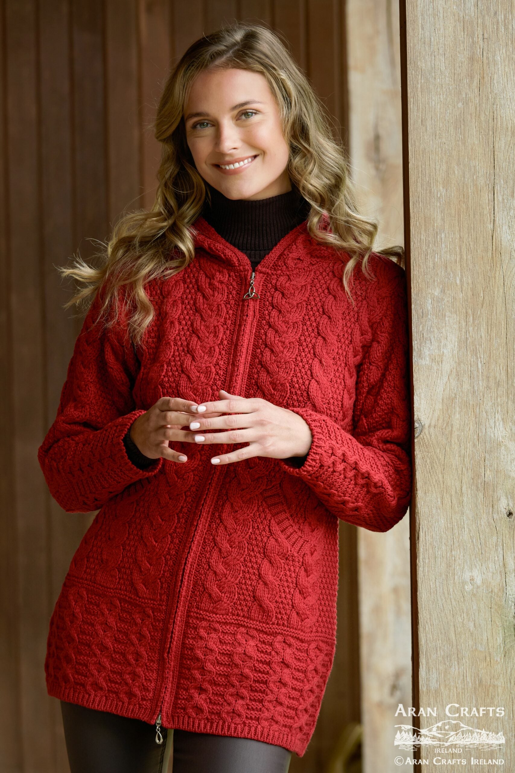 Aran Zip Hooded Cardigan for Women - Soft Knit Sweater with Front Pockets [4 Colors] | Cozy Winter Wear for Casual Outings & Layering