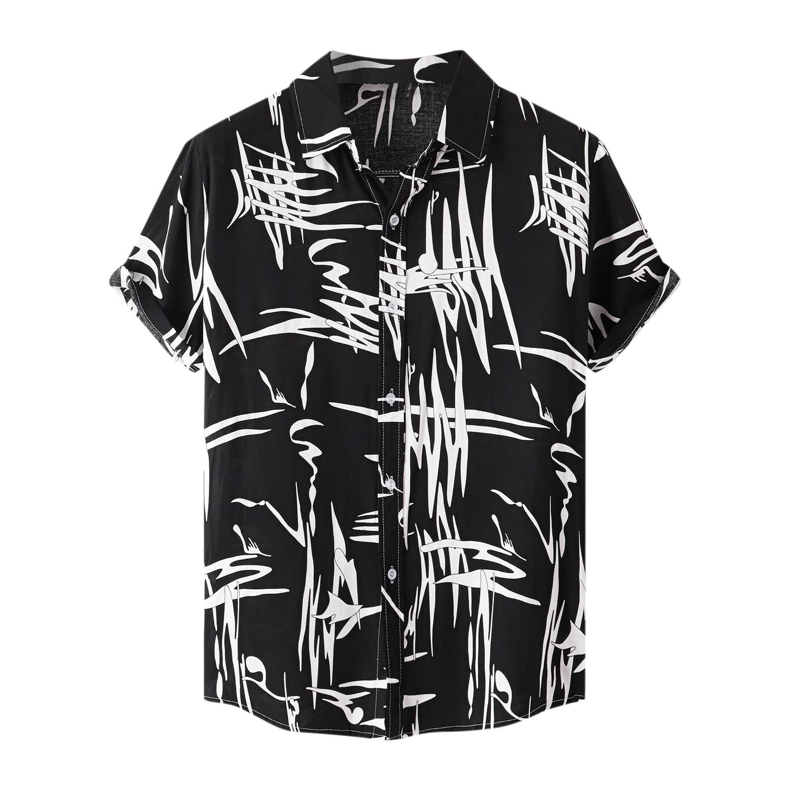 Wodceeke Men's Hawaiian Shirt - Summer Short Sleeve Casual Button Down Beach Shirt with Boho Tropical Print - Perfect for Vacation, Luau Party & Tropical Getaways (Style 870)