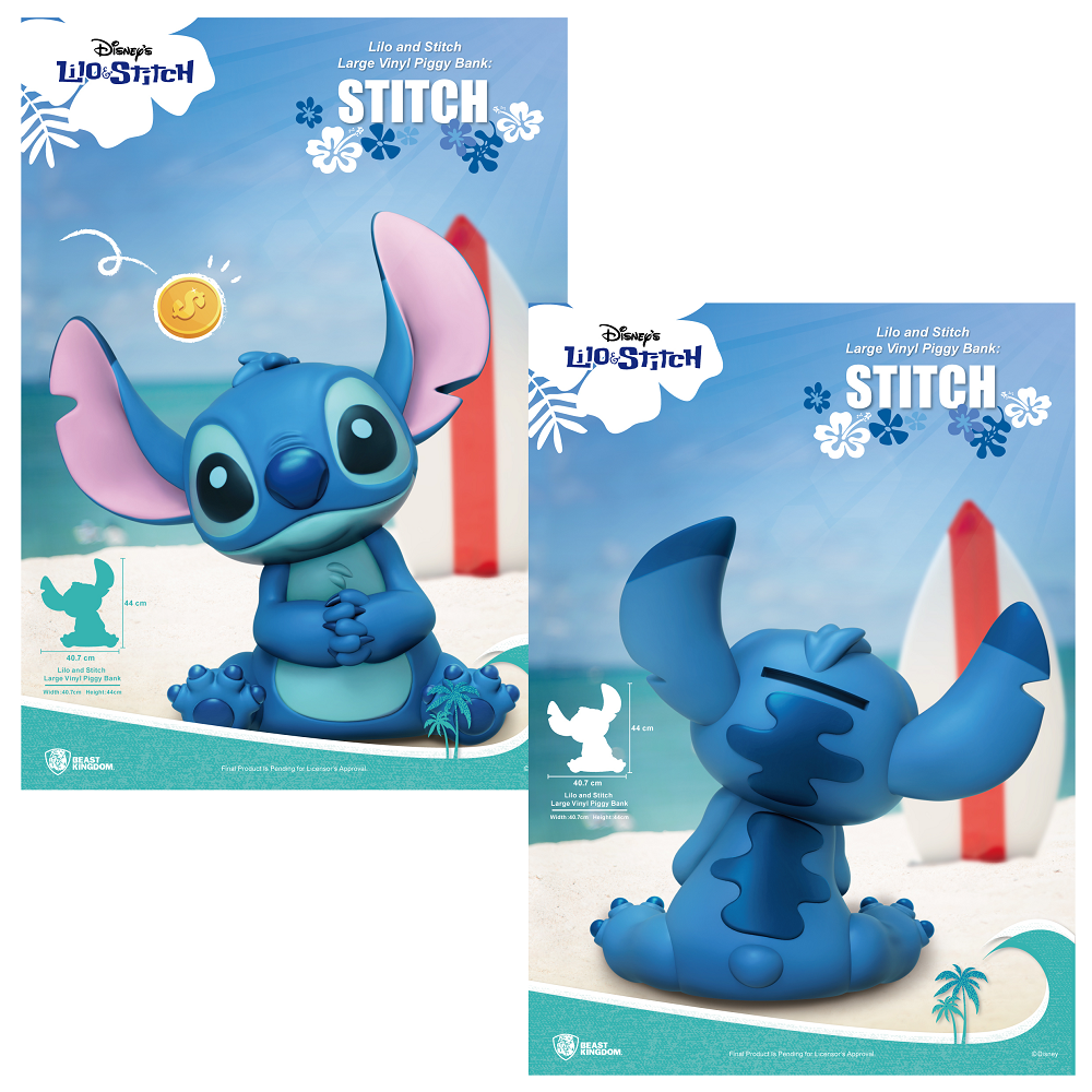 Beast Kingdom Lilo & Stitch Large Vinyl Piggy Bank - Stitch Collectible Money Box for Kids & Disney Fans - Perfect for Birthday Gifts, Home Decor, and Savings