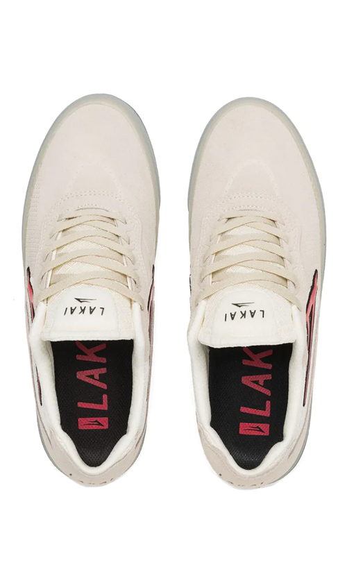 Lakai Essex Suede Skate Shoes for Men - White/Red - Comfortable & Durable Sneakers for Skateboarding & Casual Wear