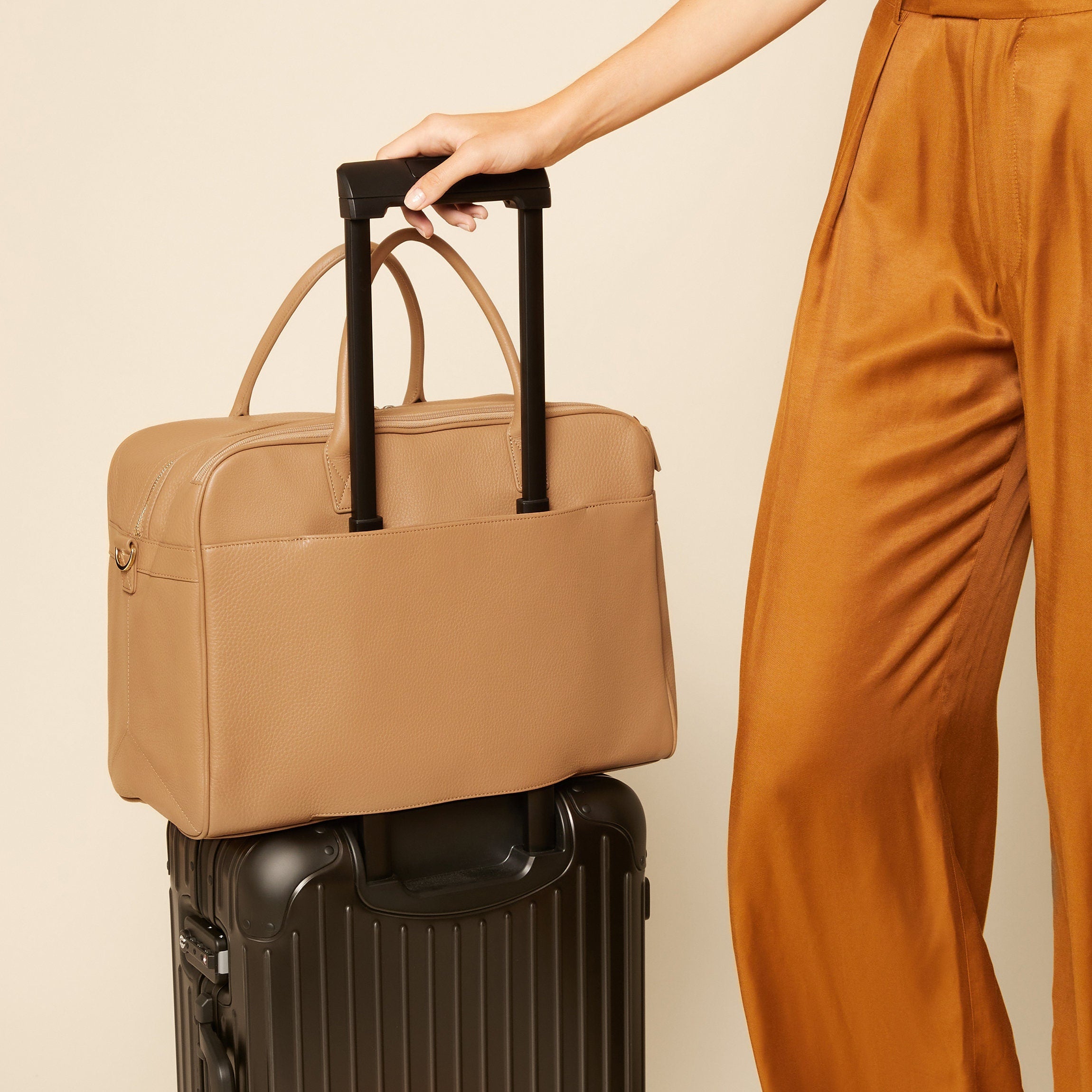 Harwood Weekender Duffle Bag in Camel Brown - Stylish Travel Duffel for Weekend Getaways, Gym & Overnight Trips