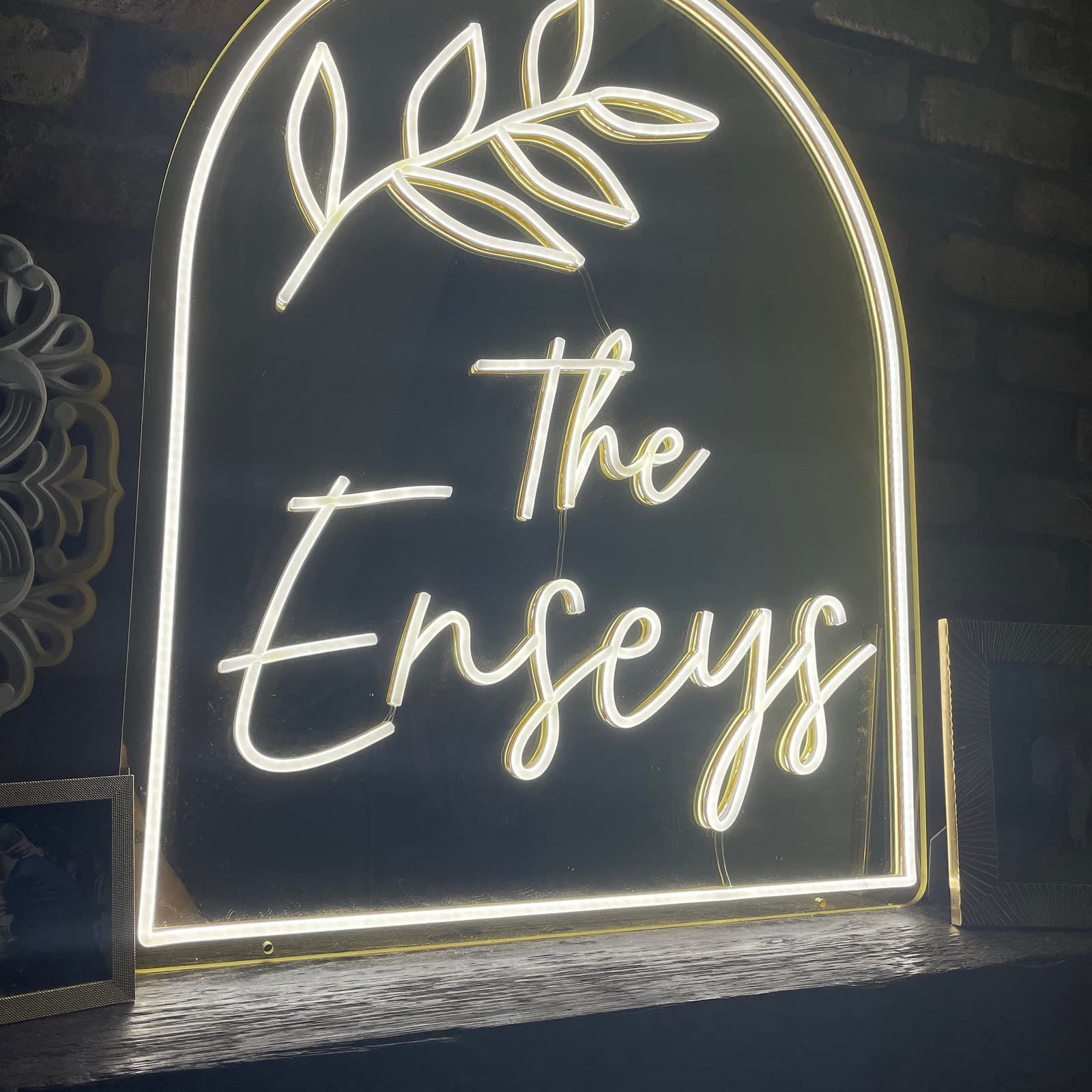 Custom Neon Signs for Wedding - Personalized Dimmable LED Neon Light with Initials, Gold Mirrored Acrylic Wall Decor (15