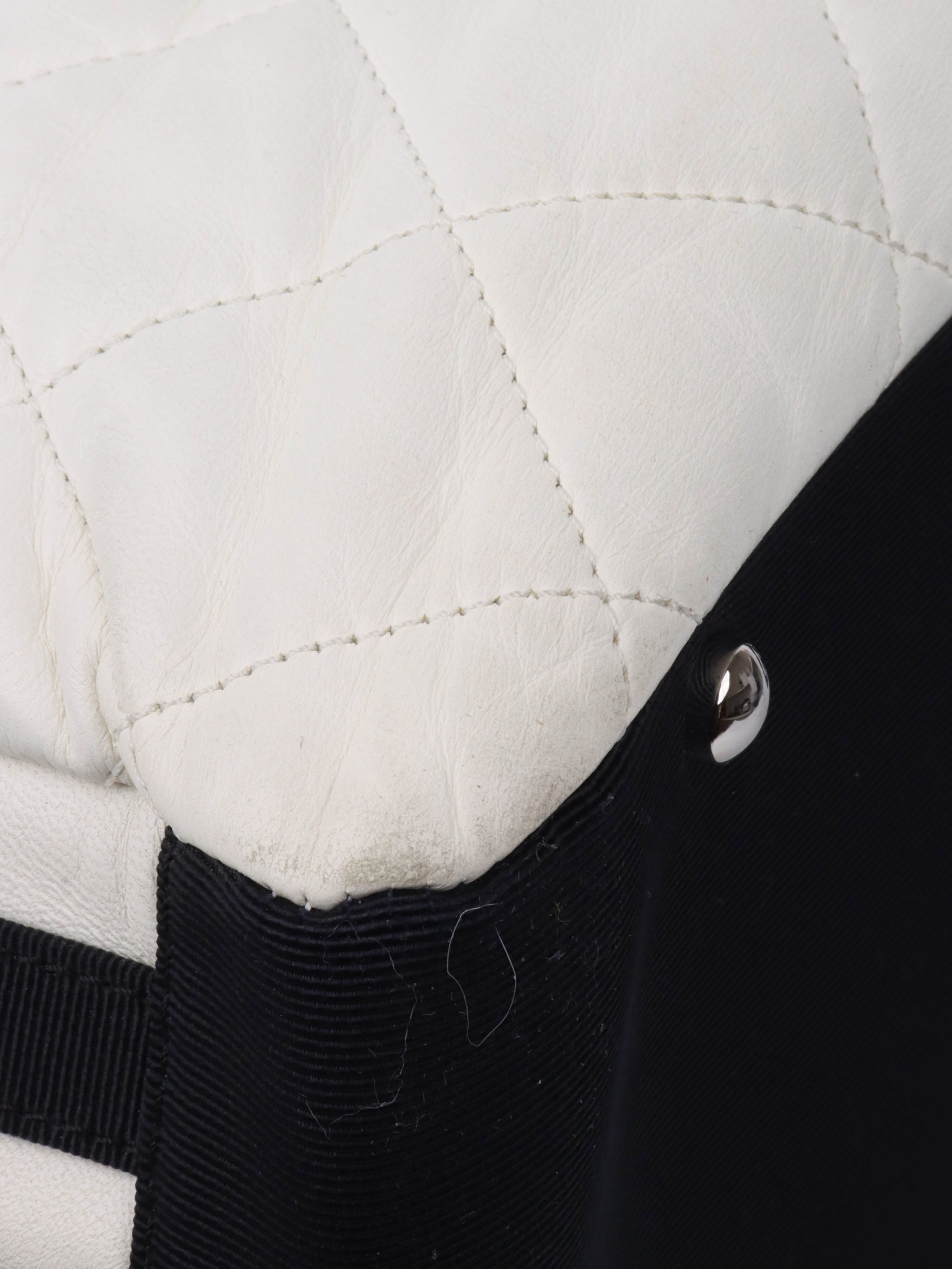 Chanel White Leather Bowling Bag for Women | Luxury Designer Handbag | Perfect for Everyday Use, Travel & Shopping