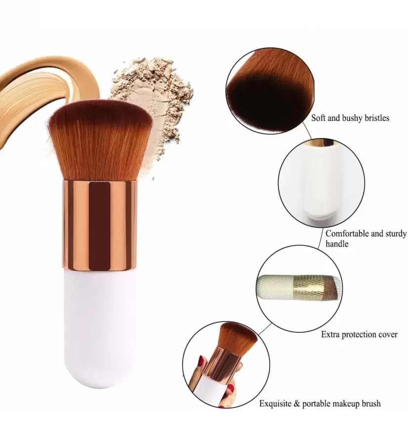 CARAPACE Foundation Brush - Premium Loose Powder & Blush Highlighter Makeup Brush Set for Women | Professional Cosmetic Tools for Flawless Face Makeup Application | Perfect for Daily Use, Bridal Makeup & Photo Shoots