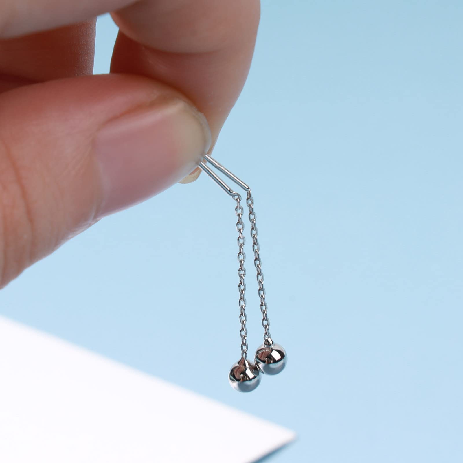 Boho Silver Threader Drop Earrings for Women - Long Chain Dangle Pull-Through Jewelry - Perfect for Casual Wear, Parties & Boho Fashion