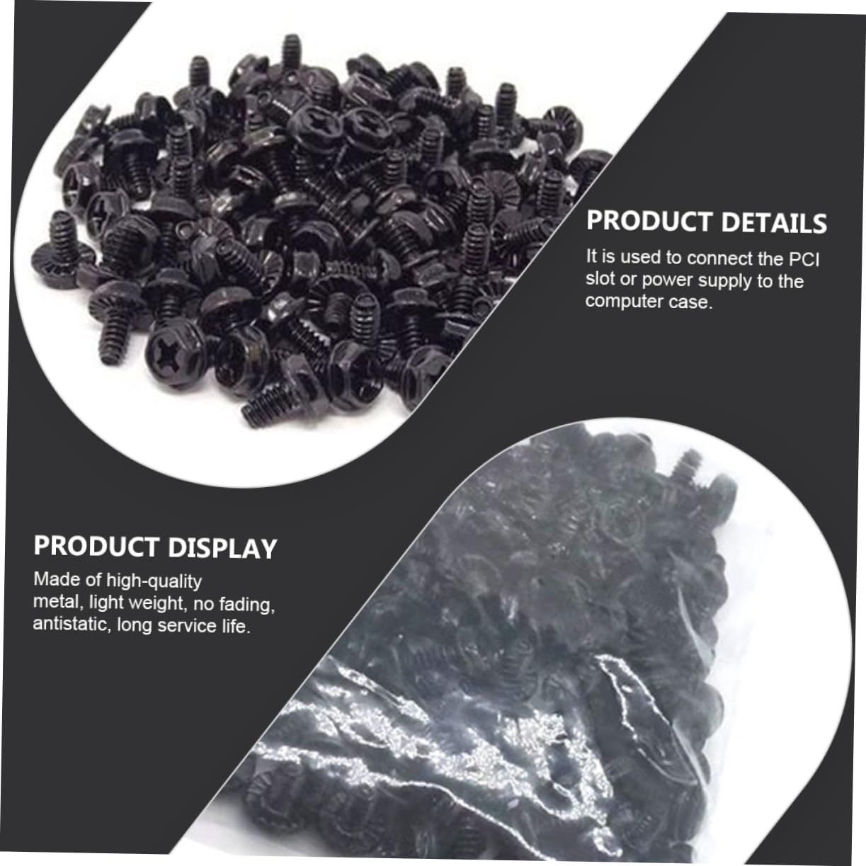 Mikikit 100 Pcs PCI Screws for Computer Case - Thumb Screws, Power Supply Screws & Chassis Fasteners - Replacement Accessories for PC Building & Repair (Ideal for DIY, Upgrades & Maintenance)