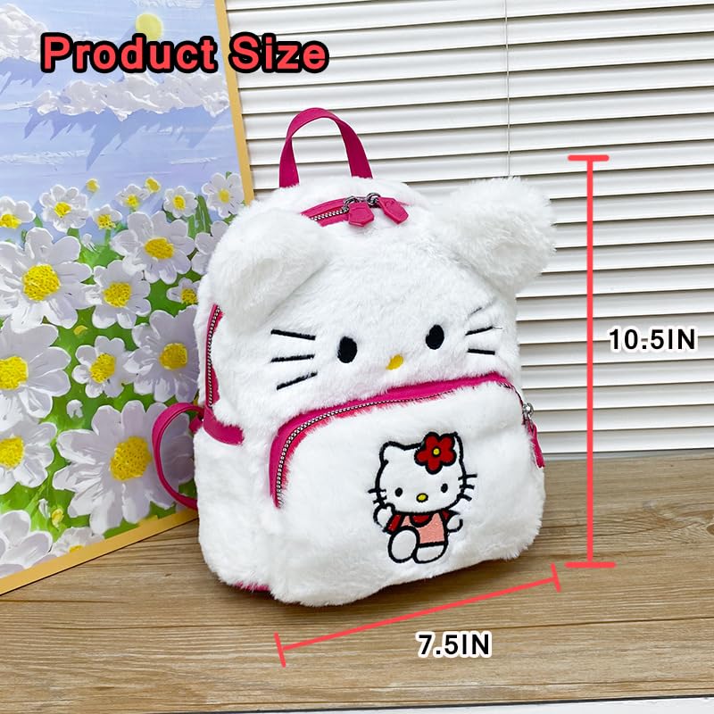 Cute Kawaii Plush Toddler Backpack for Girls & Boys - Soft Furry Mini Backpack with Cartoon Design, Pink Anime School Bag for Preschool & Kindergarten Kids | Perfect Gift for Birthday, Travel & Daily Use