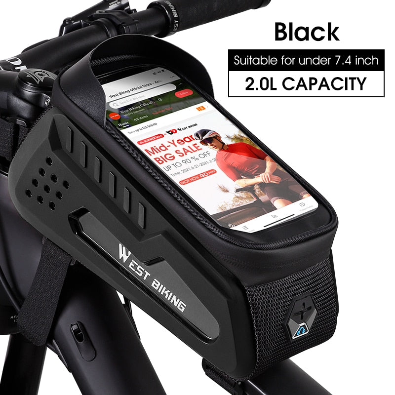 Waterproof 6.0-7.2 Inch Bicycle Phone Bag - Touch Screen Compatible Front Frame Cycling Bag for MTB & Road Bikes - Perfect for Outdoor Adventures & Commuting