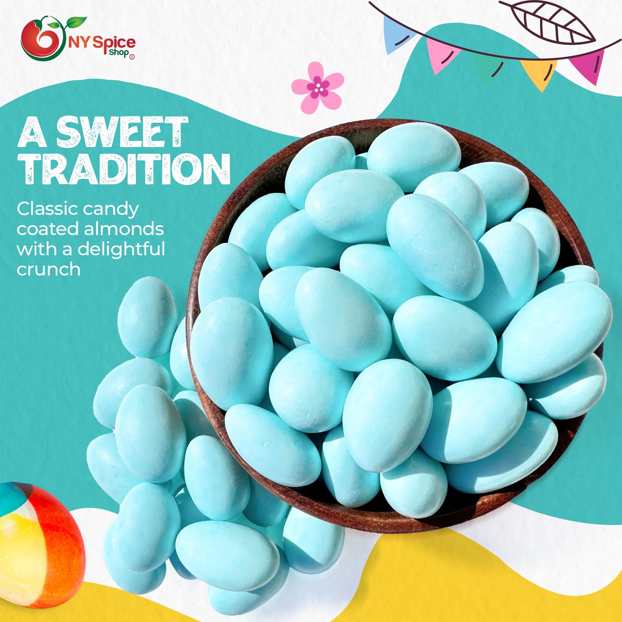 Jordan Almonds 3lb Bulk - Blue Easter Candy for Baskets, Party Favors & Table Decor | Old Fashioned Confectionery Treats | Perfect for Easter Celebrations, Baby Showers & Wedding Favors